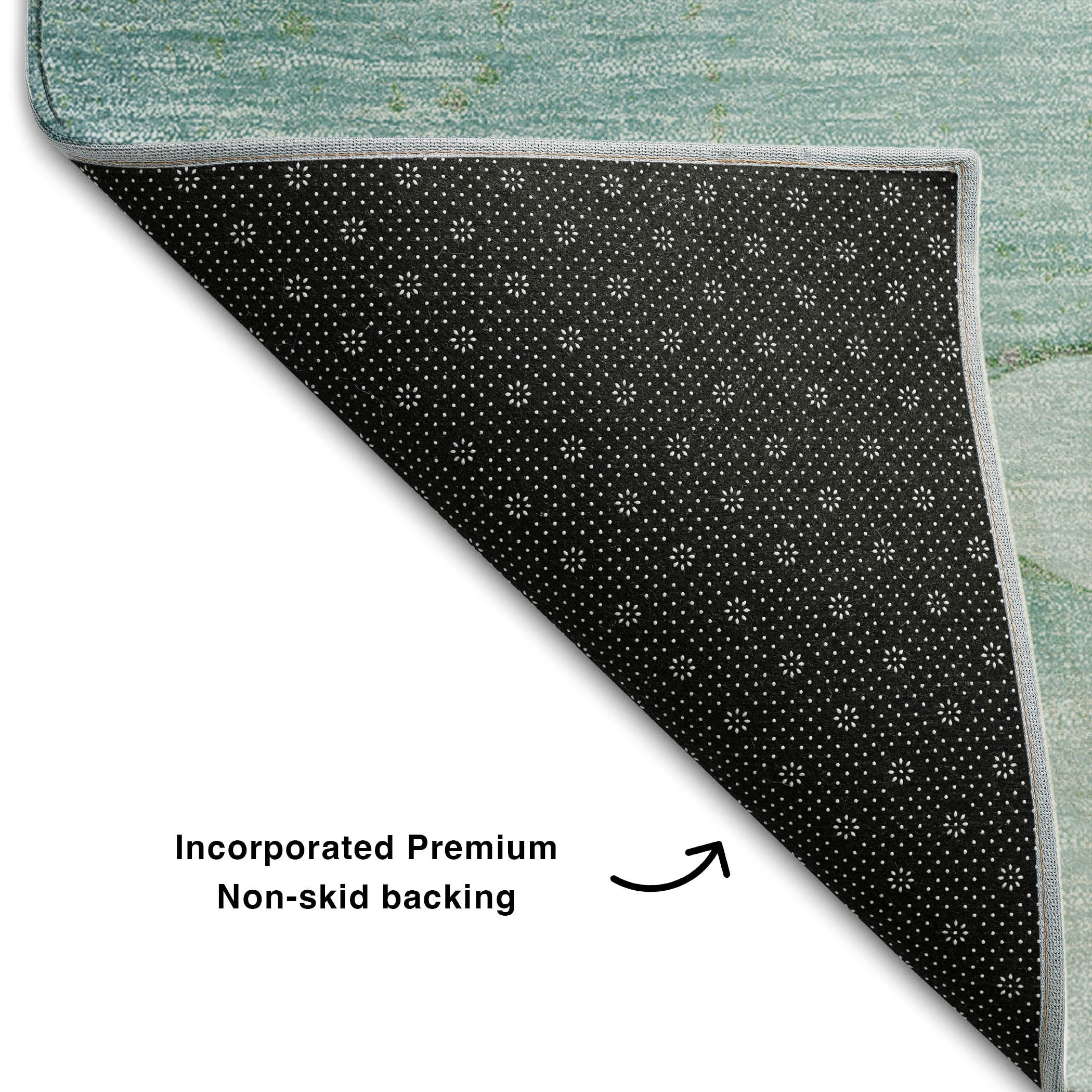 Cairo Machine Washable Transitional Teal Rug 1'8" x 2'6" #shape_Rectangle