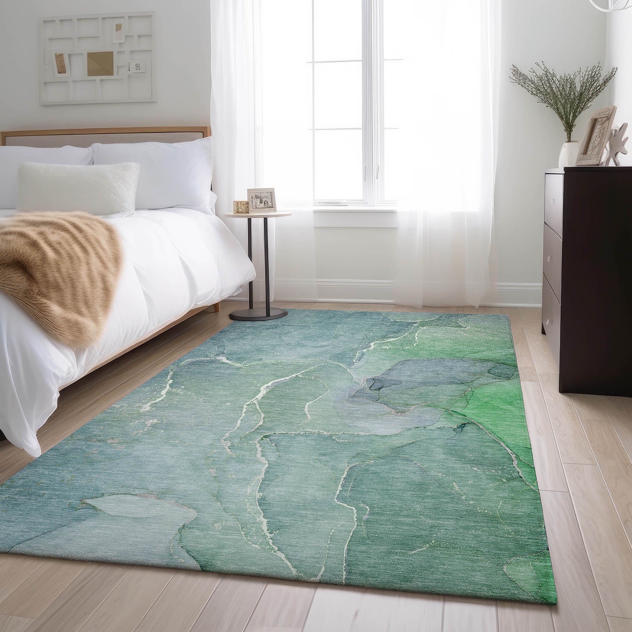 Cairo Machine Washable Transitional Teal Rug 2'6" x 3'10" #shape_Rectangle