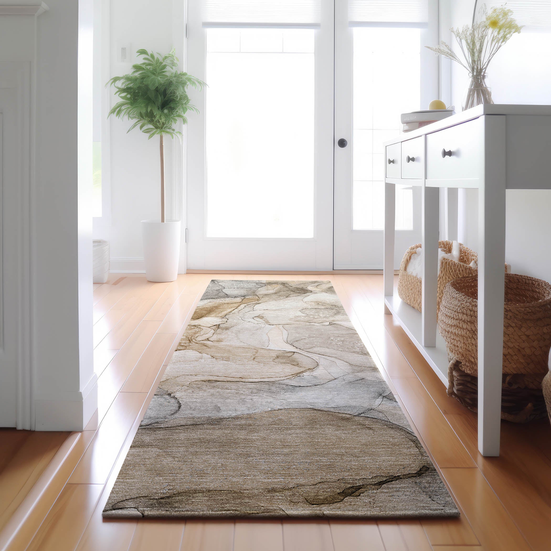 Jaipur Machine Washable Transitional Beige Brown Rug 2'3" x 7'6" #shape_Runner