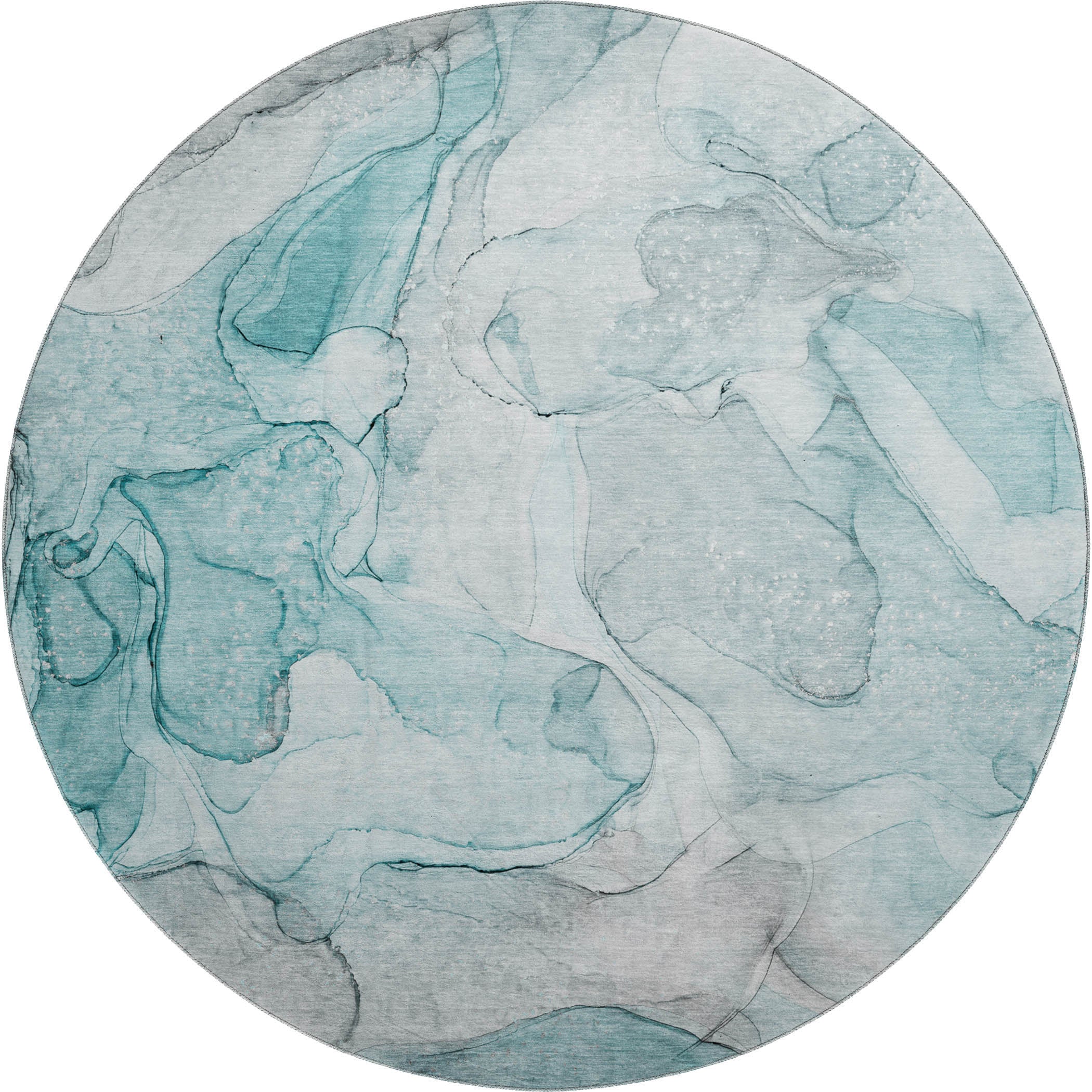 Jaipur Machine Washable Transitional Teal Rug 8' x 8' #shape_Round