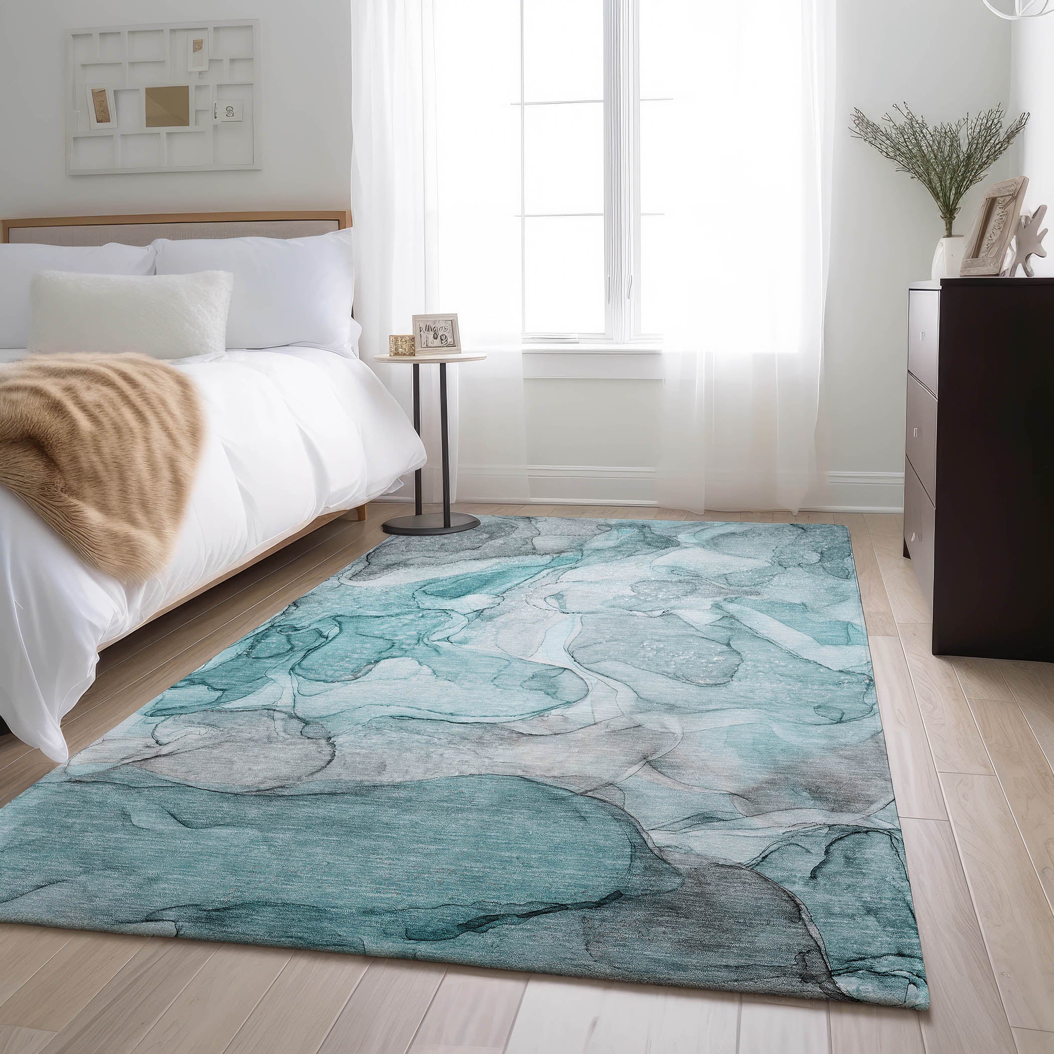 Jaipur Machine Washable Transitional Teal Rug 2'6" x 3'10" #shape_Rectangle