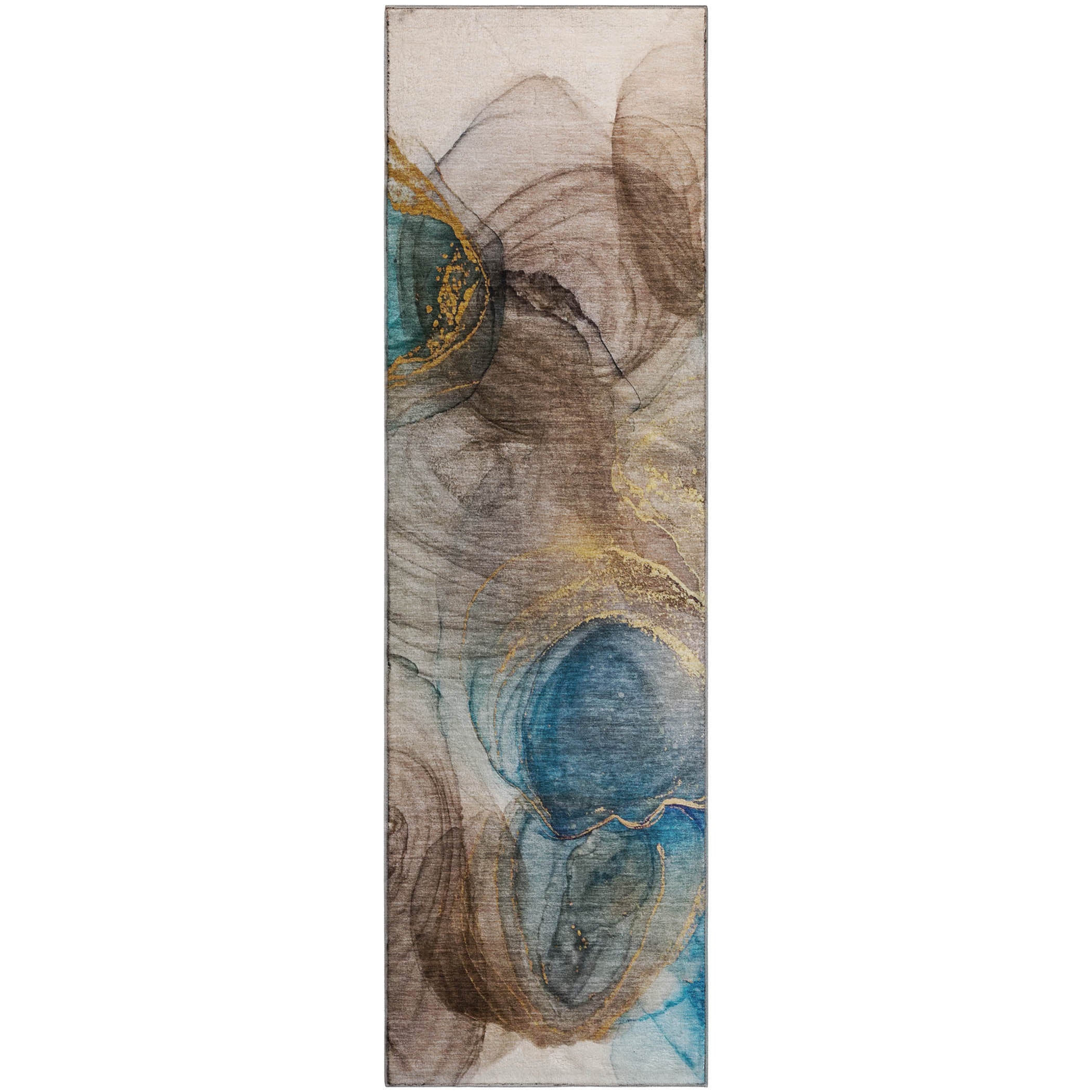 Lima Machine Washable Transitional Beige Brown Rug 2'3" x 7'6" #shape_Runner