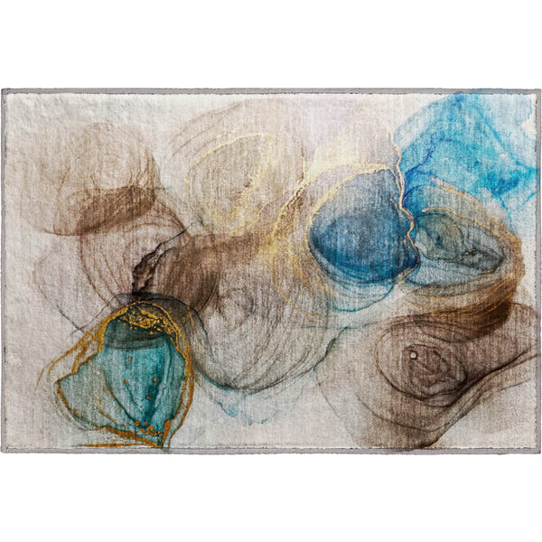 Lima Machine Washable Transitional Beige Brown Rug 1'8" x 2'6"
