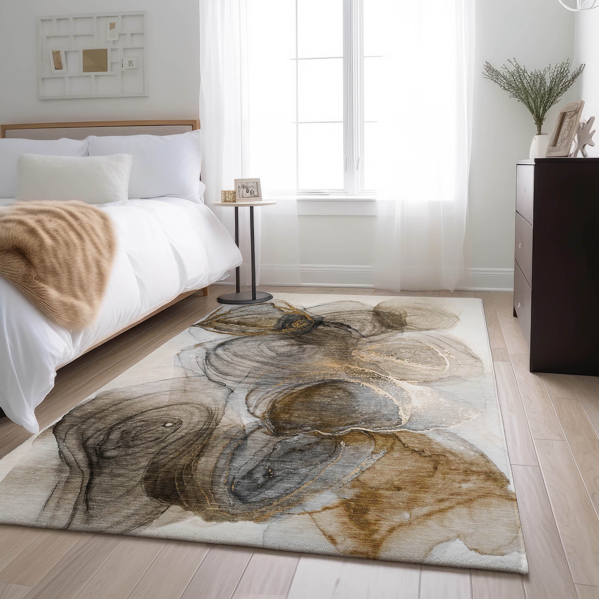 Lima Machine Washable Transitional Brown Rug 2'6" x 3'10" #shape_Rectangle