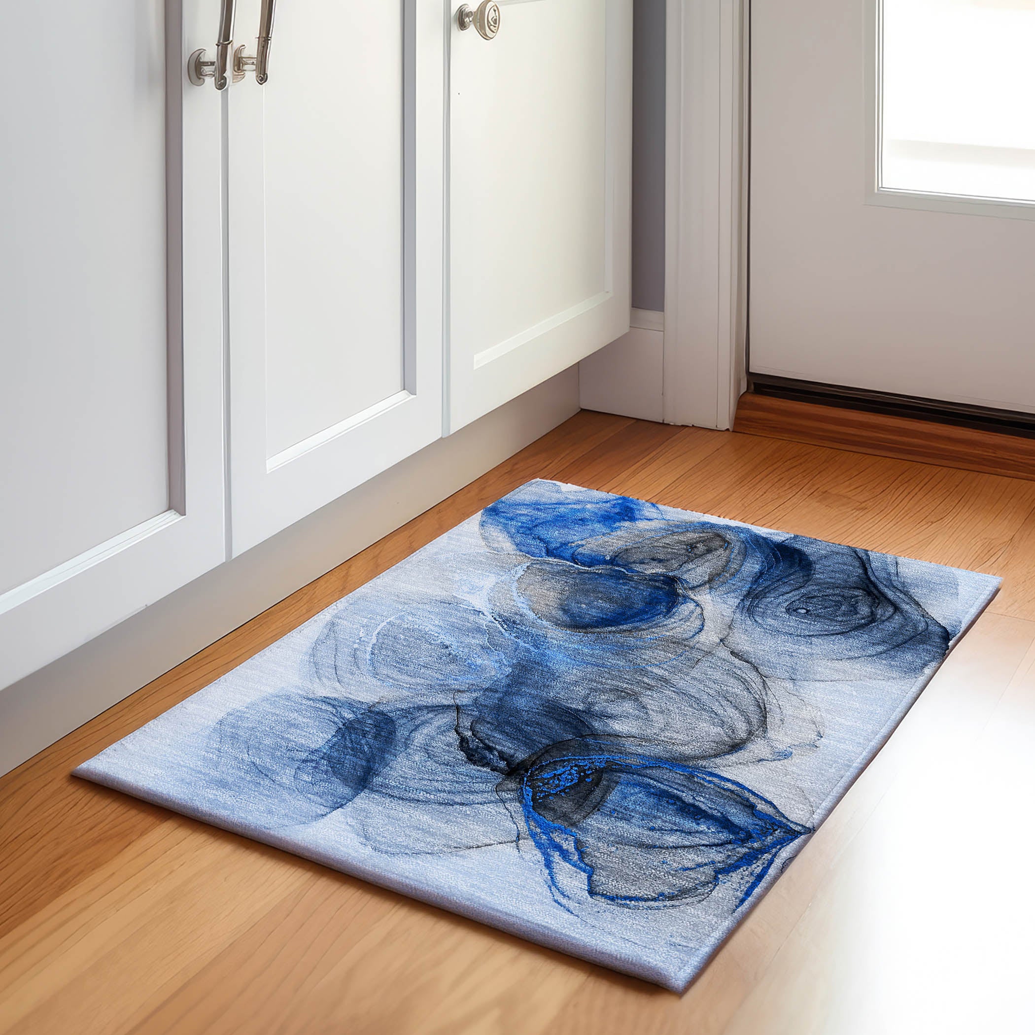 Lima Machine Washable Transitional Navy Blue Rug 1'8" x 2'6" #shape_Rectangle
