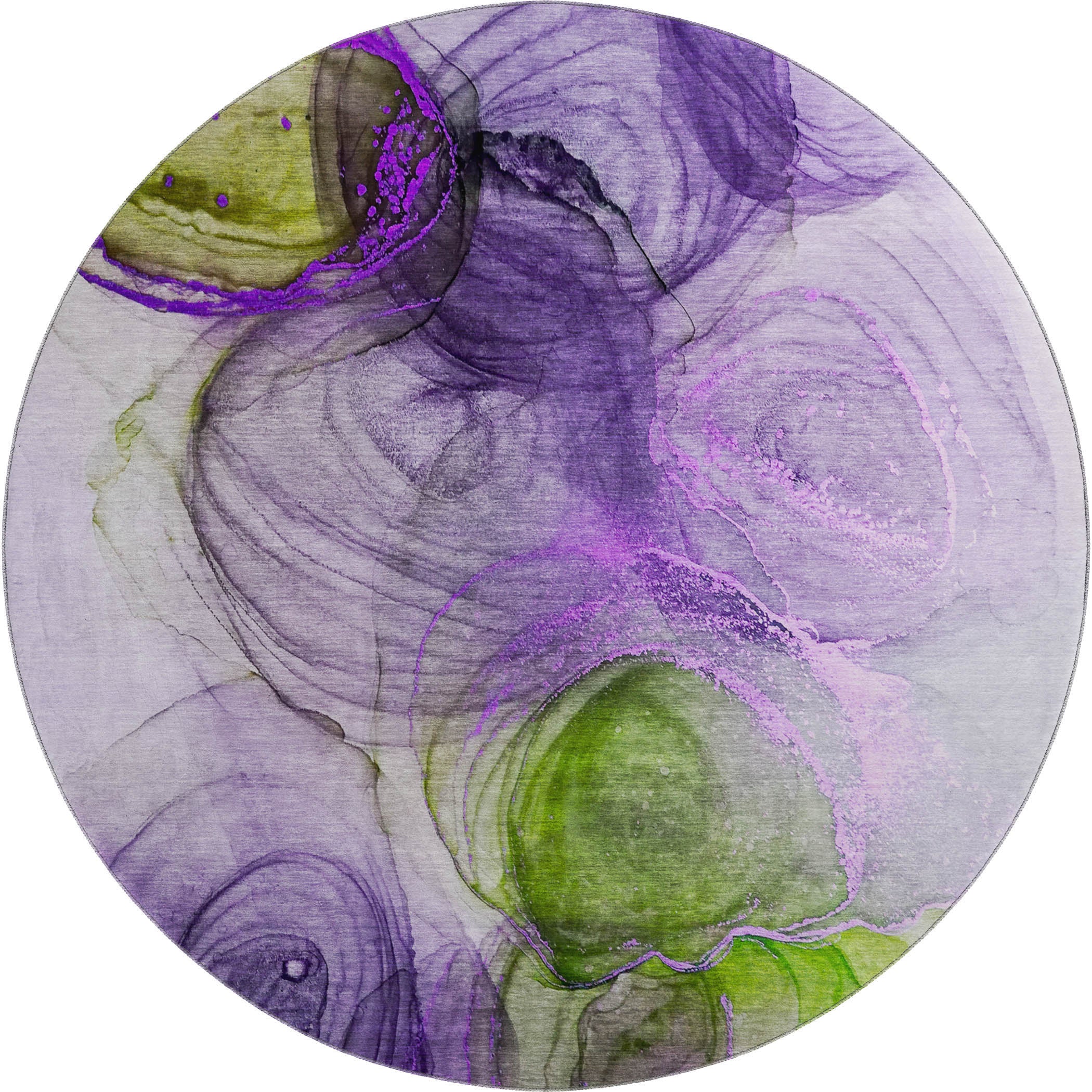 Lima Machine Washable Transitional Purple Rug 8' x 8' #shape_Round