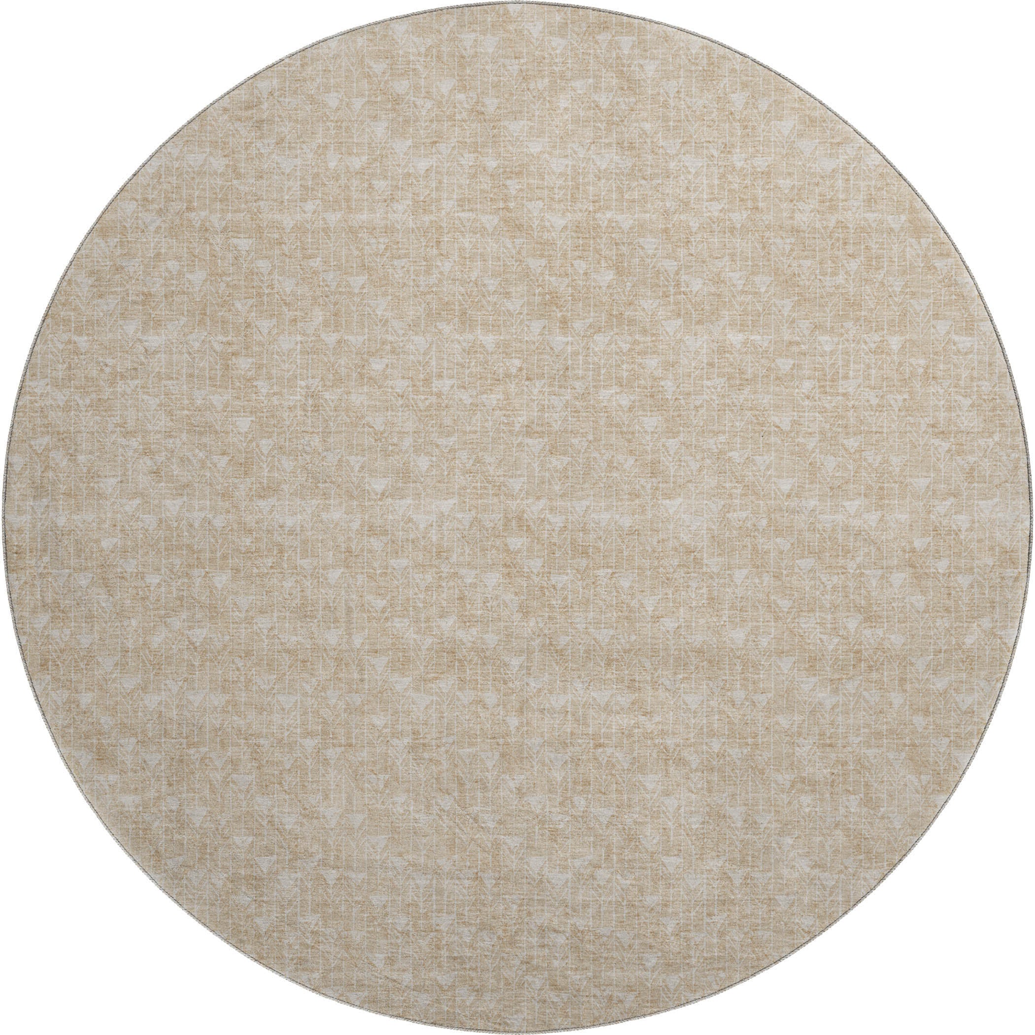 Hoi An Machine Washable Transitional Beige Brown Rug 8' x 8' #shape_Round