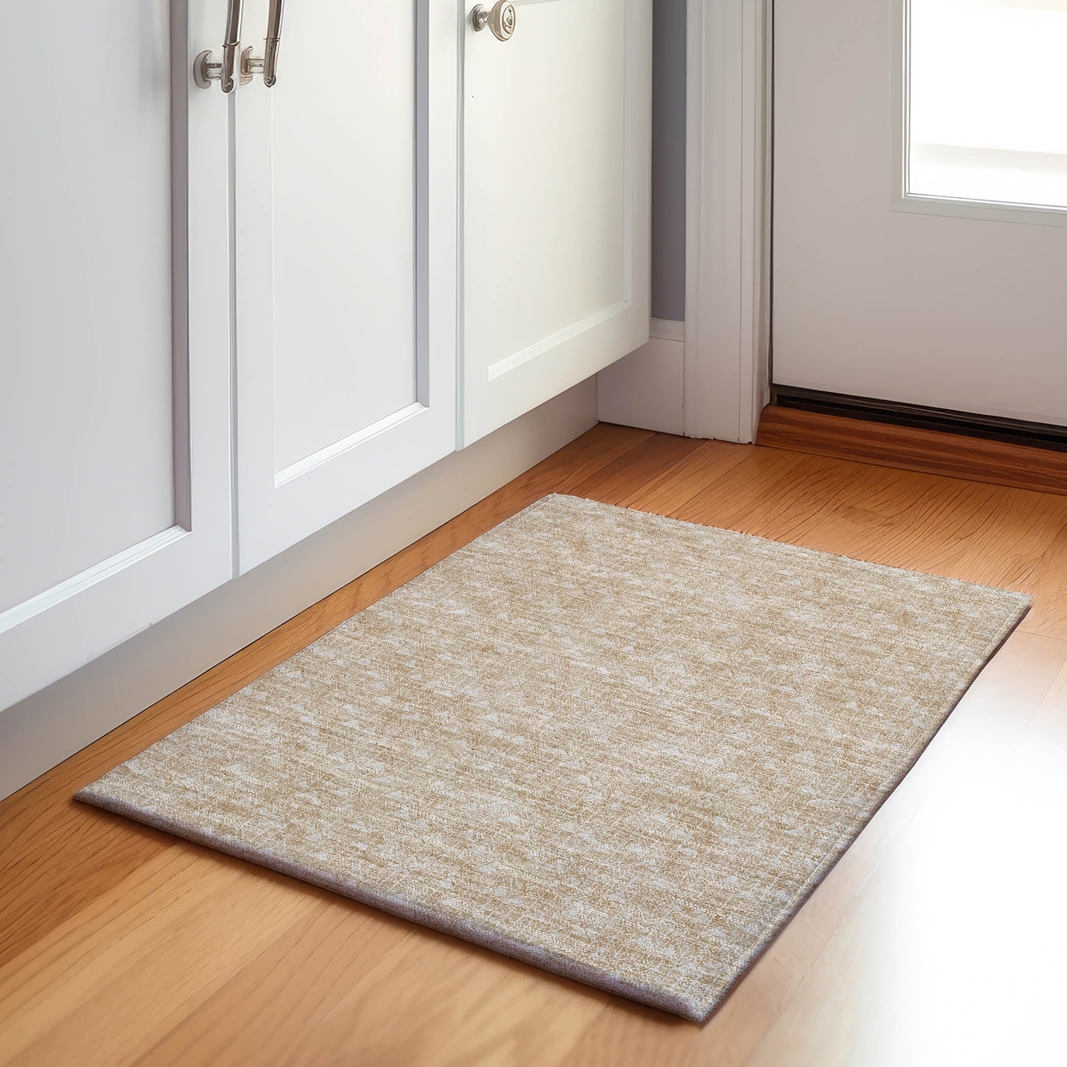 Hoi An Machine Washable Transitional Beige Brown Rug 1'8" x 2'6" #shape_Rectangle
