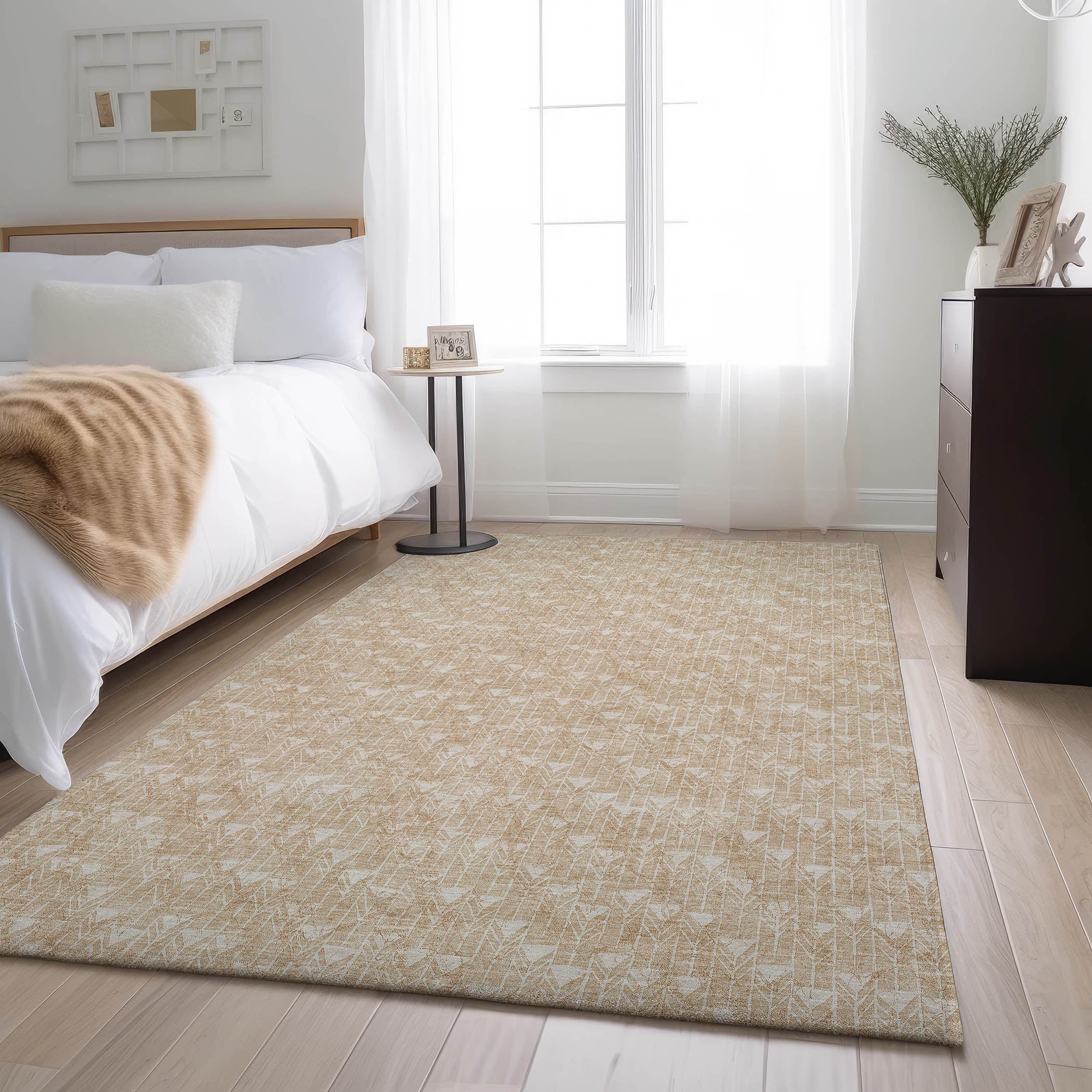 Hoi An Machine Washable Transitional Beige Brown Rug 2'6" x 3'10" #shape_Rectangle