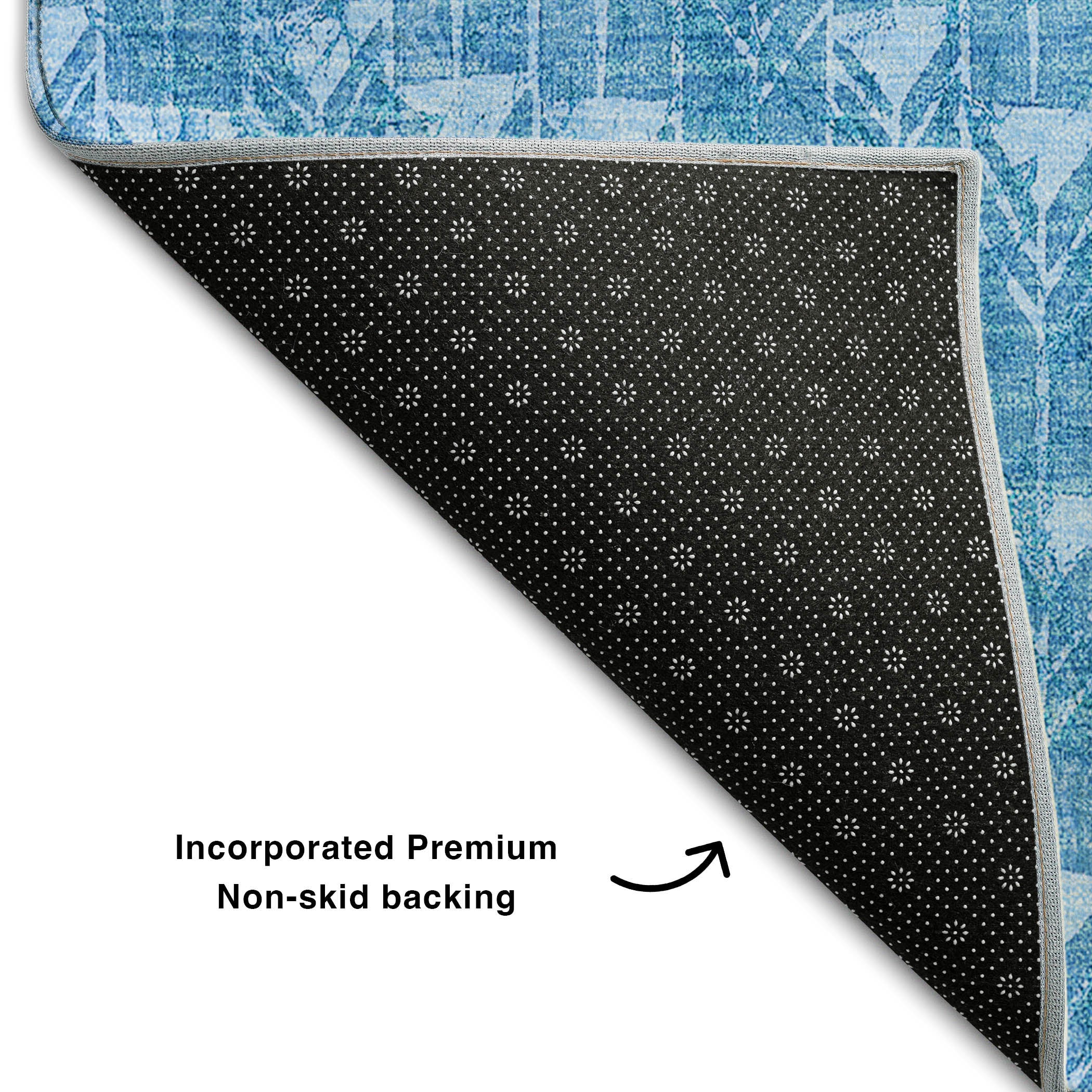Hoi An Machine Washable Transitional Blue Rug 1'8" x 2'6" #shape_Rectangle