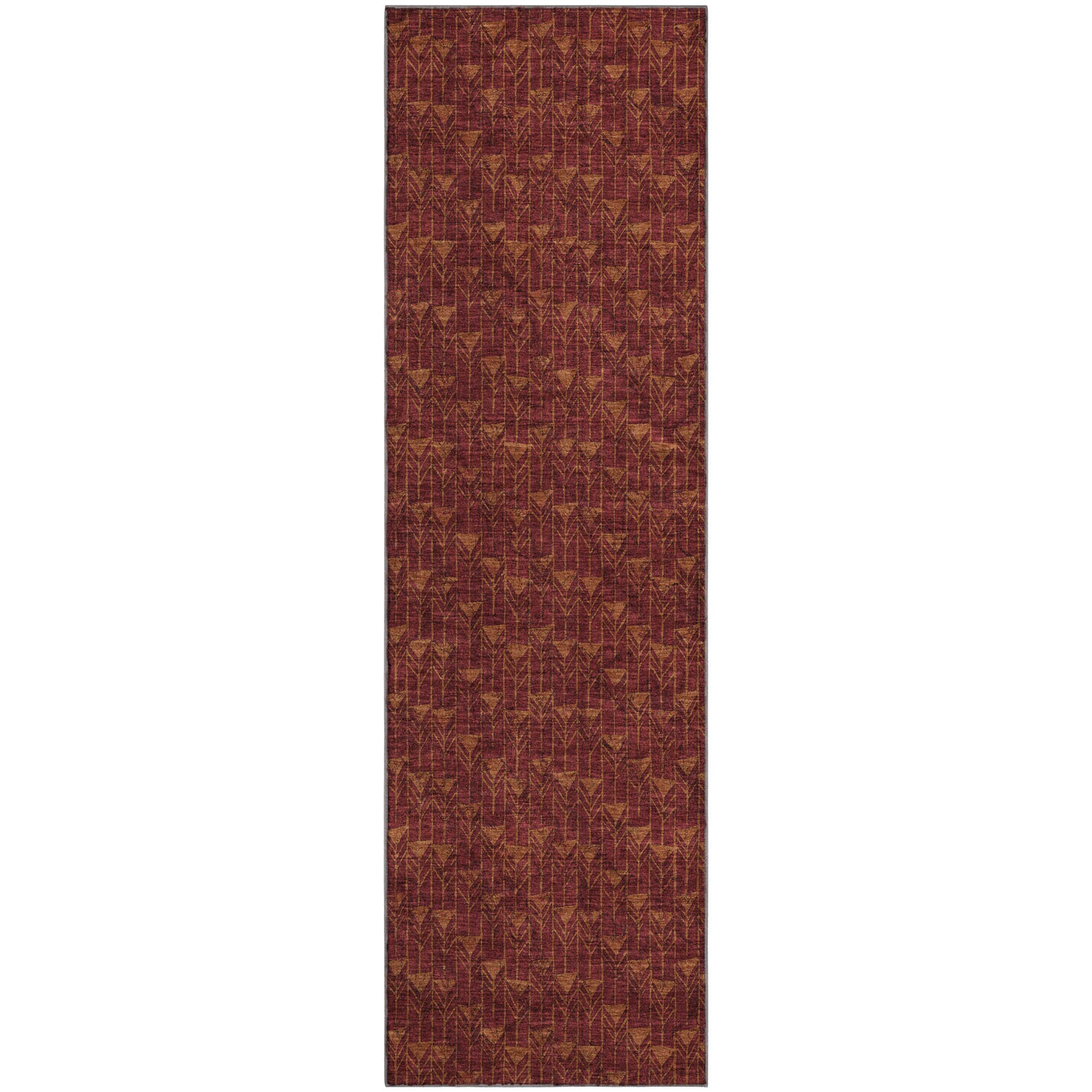Hoi An Machine Washable Transitional Burgundy Red Rug 2'3" x 7'6" #shape_Runner