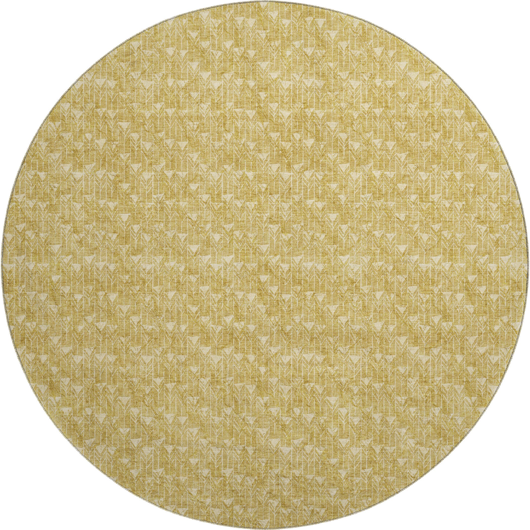 Hoi An Machine Washable Transitional Gold Rug 8' x 8' #shape_Round