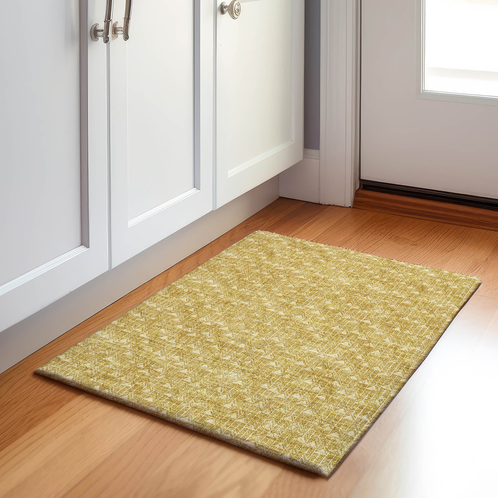 Hoi An Machine Washable Transitional Gold Rug 1'8" x 2'6" #shape_Rectangle