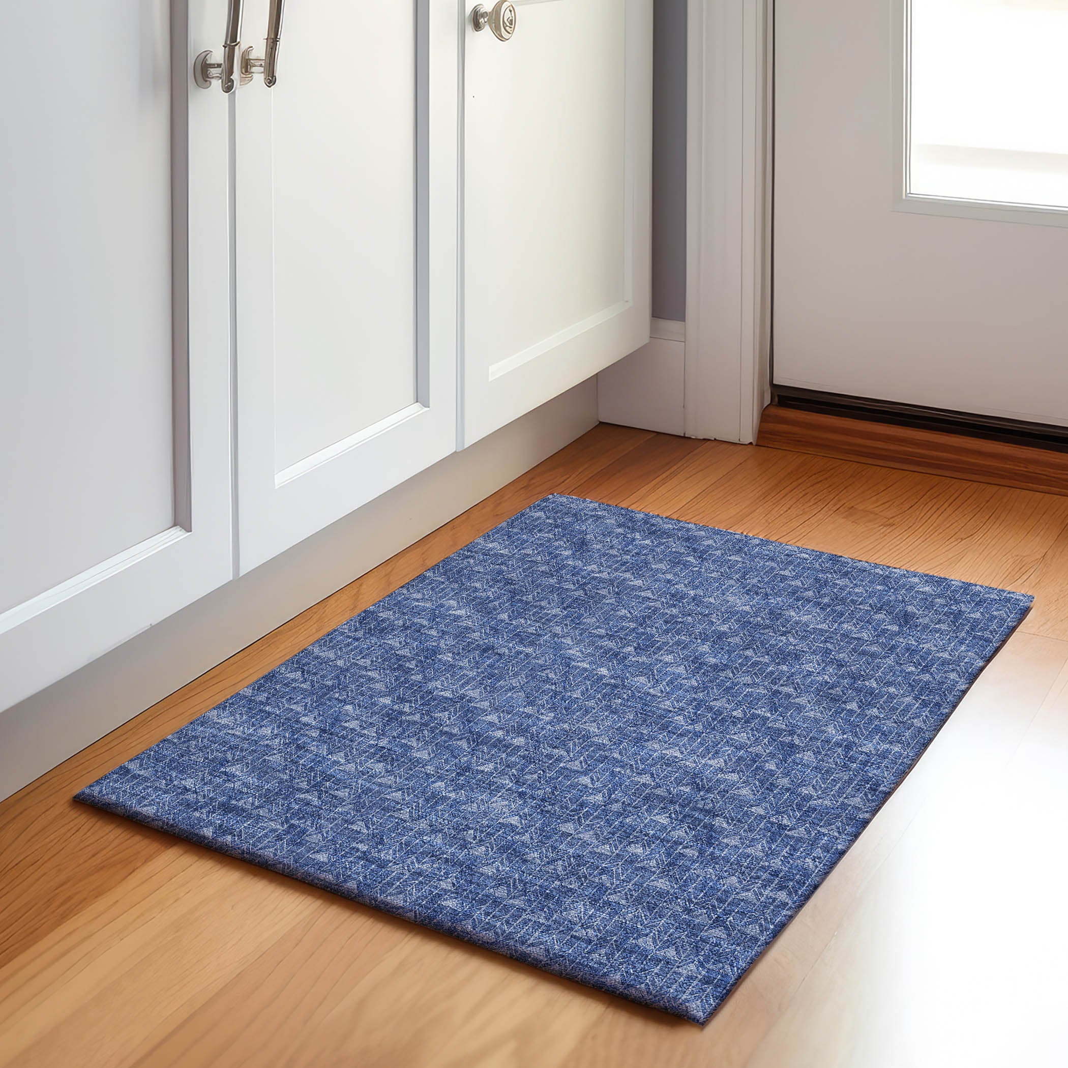 Hoi An Machine Washable Transitional Navy Blue Rug 1'8" x 2'6" #shape_Rectangle