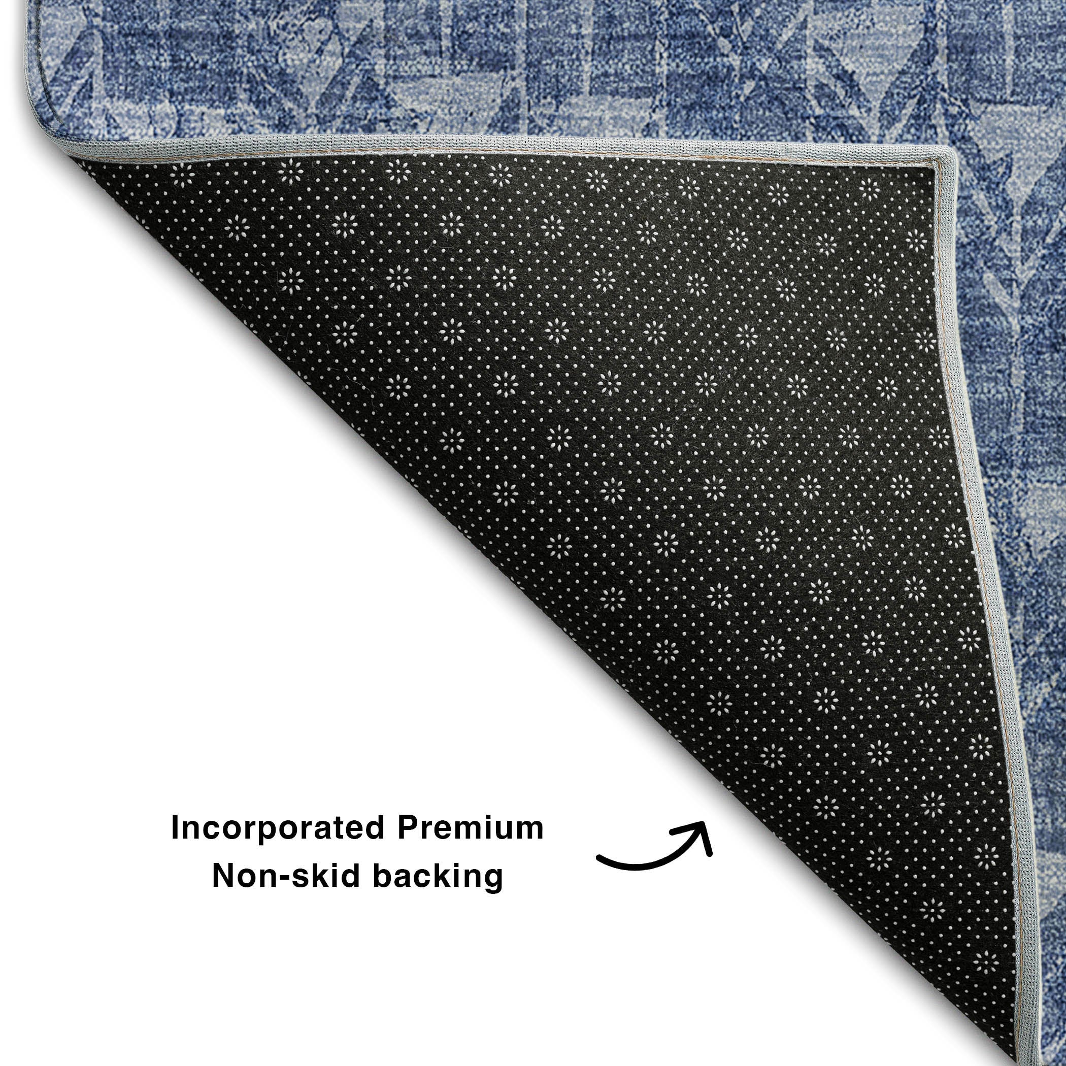 Hoi An Machine Washable Transitional Navy Blue Rug 1'8" x 2'6" #shape_Rectangle