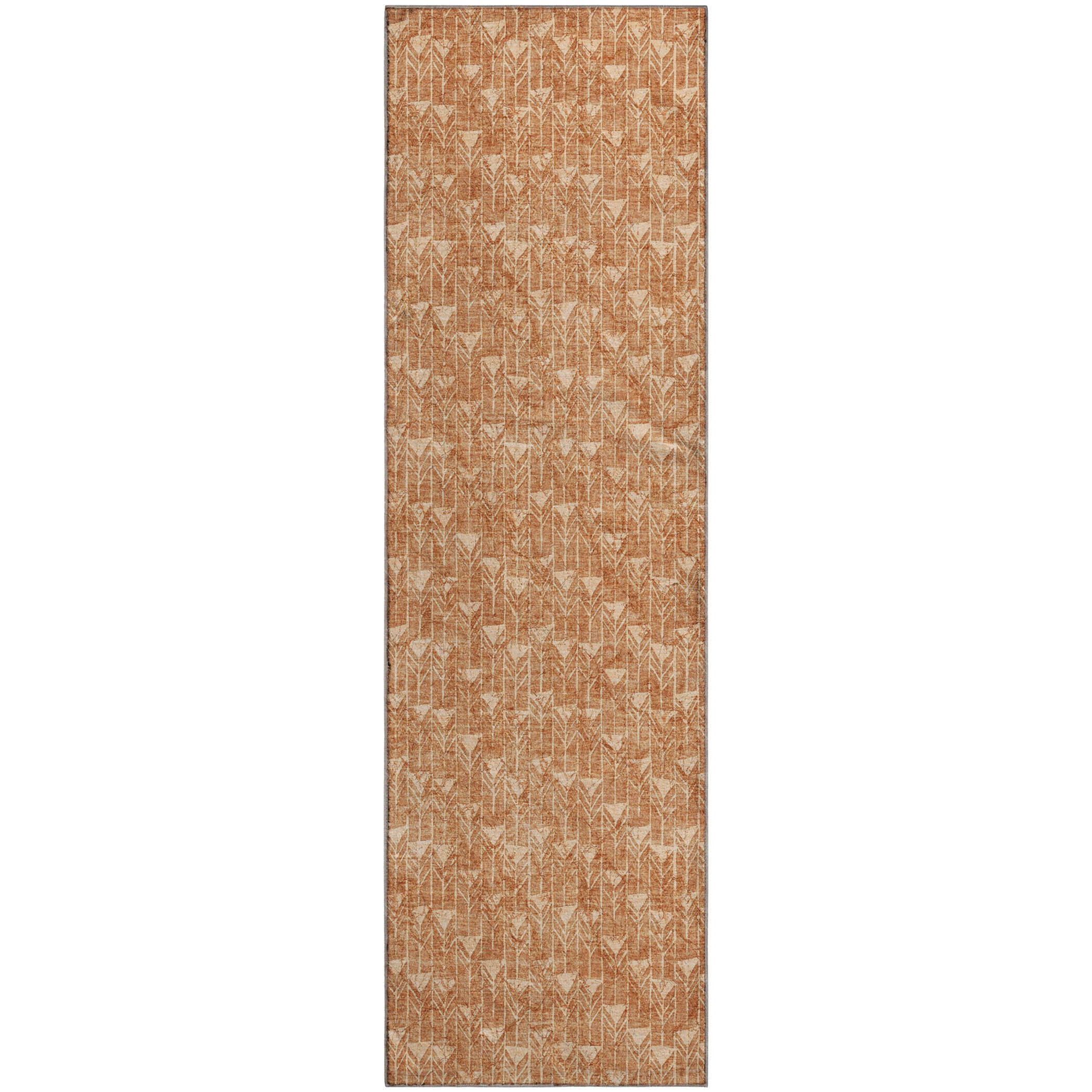 Hoi An Machine Washable Transitional Salmon Orange Rug 2'3" x 7'6" #shape_Runner