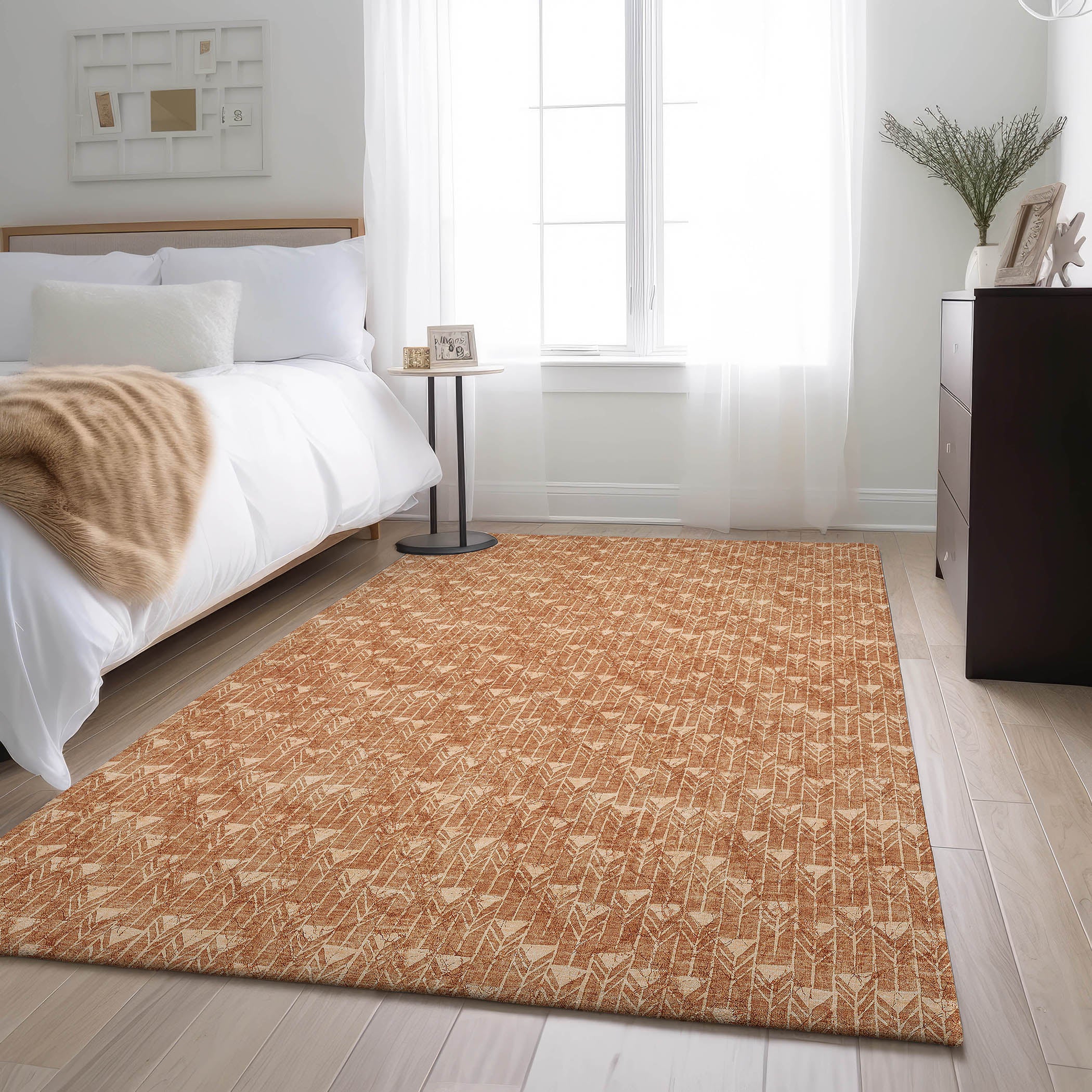 Hoi An Machine Washable Transitional Salmon Orange Rug 2'6" x 3'10" #shape_Rectangle