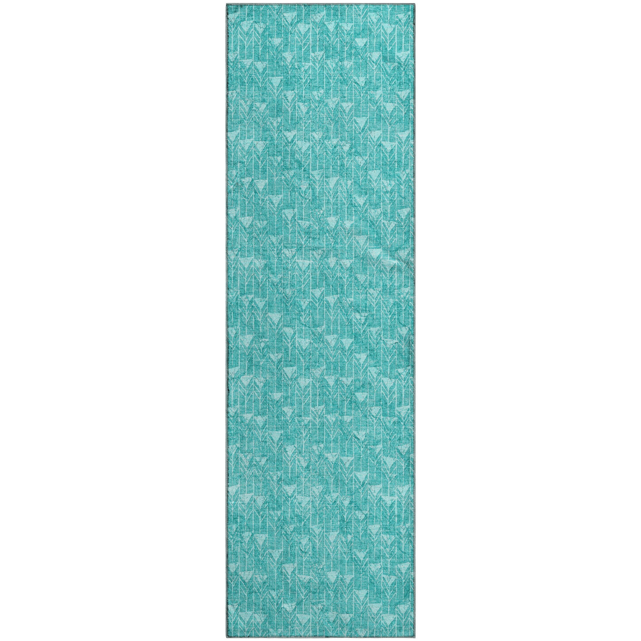Hoi An Machine Washable Transitional Teal Rug 2'3" x 7'6" #shape_Runner
