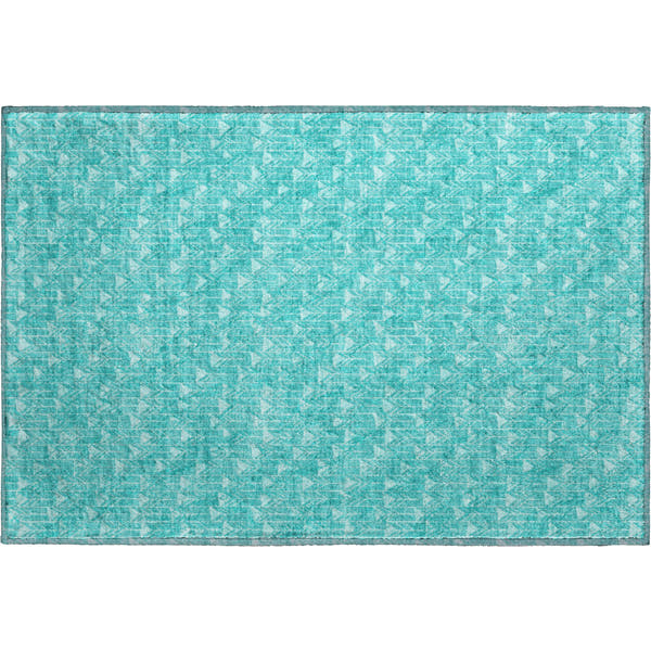 Hoi An Machine Washable Transitional Teal Rug 1'8" x 2'6"