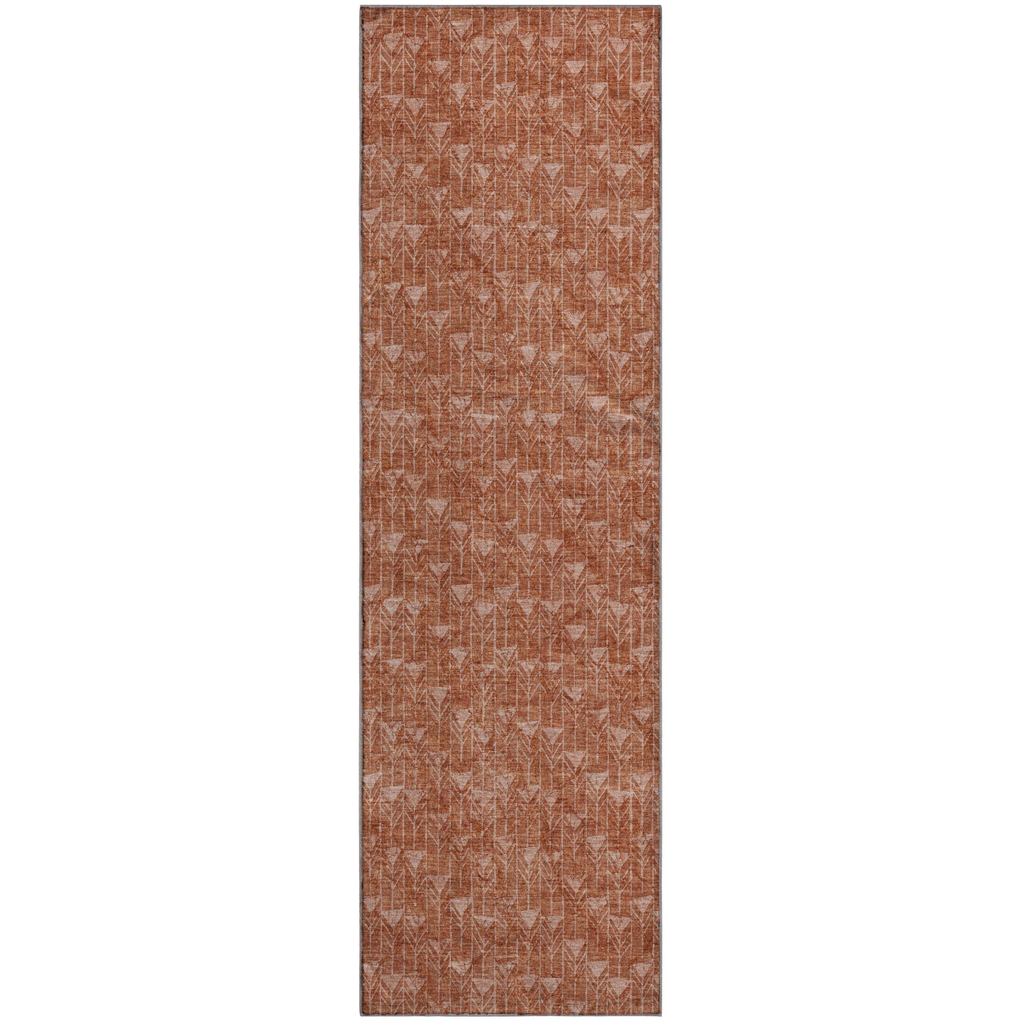 Hoi An Machine Washable Transitional Terracotta Orange Rug 2'3" x 7'6" #shape_Runner