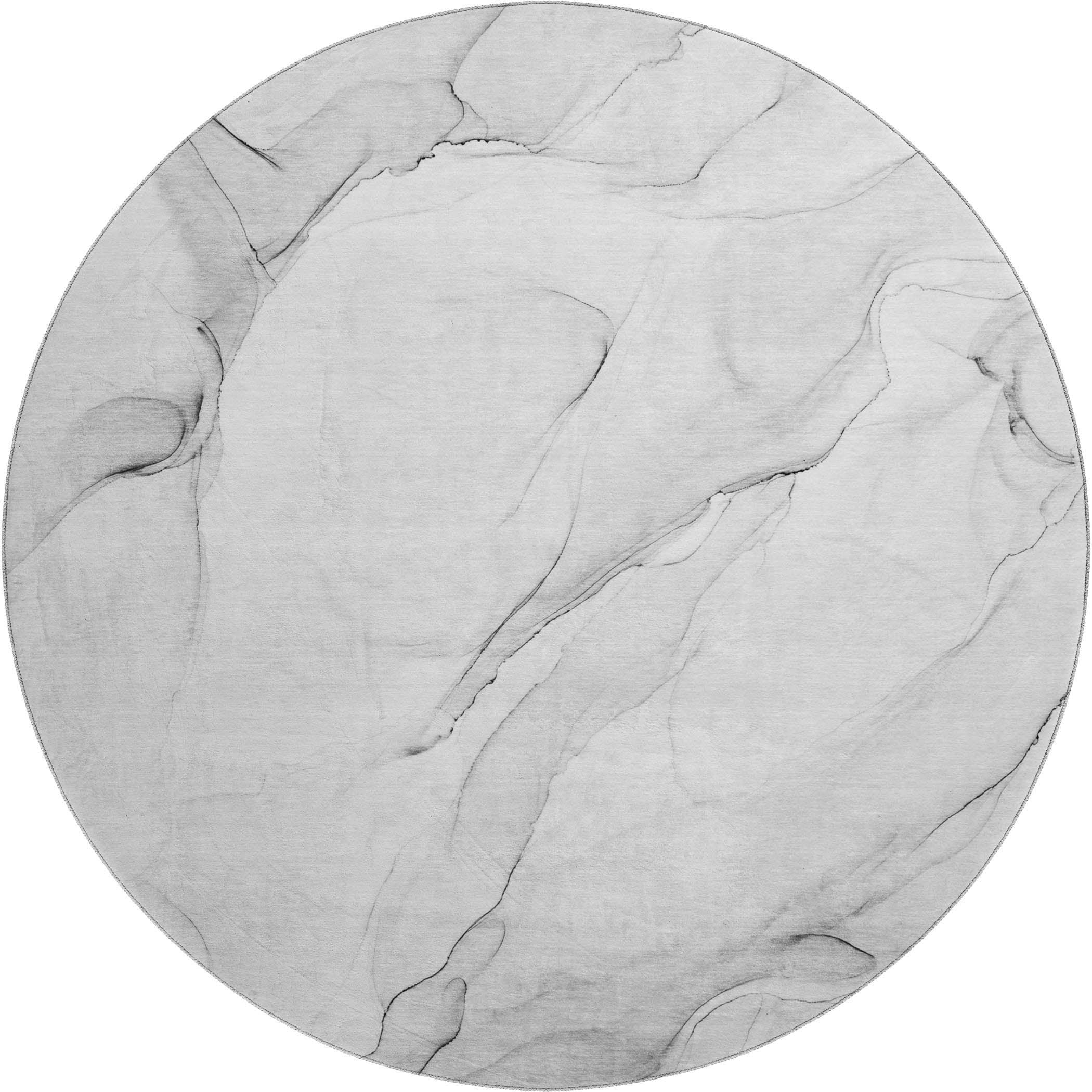 Porto Machine Washable Transitional Gray Rug 8' x 8' #shape_Round