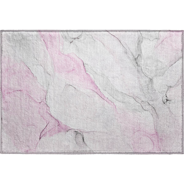 Porto Machine Washable Transitional Pink Rug 1'8" x 2'6"