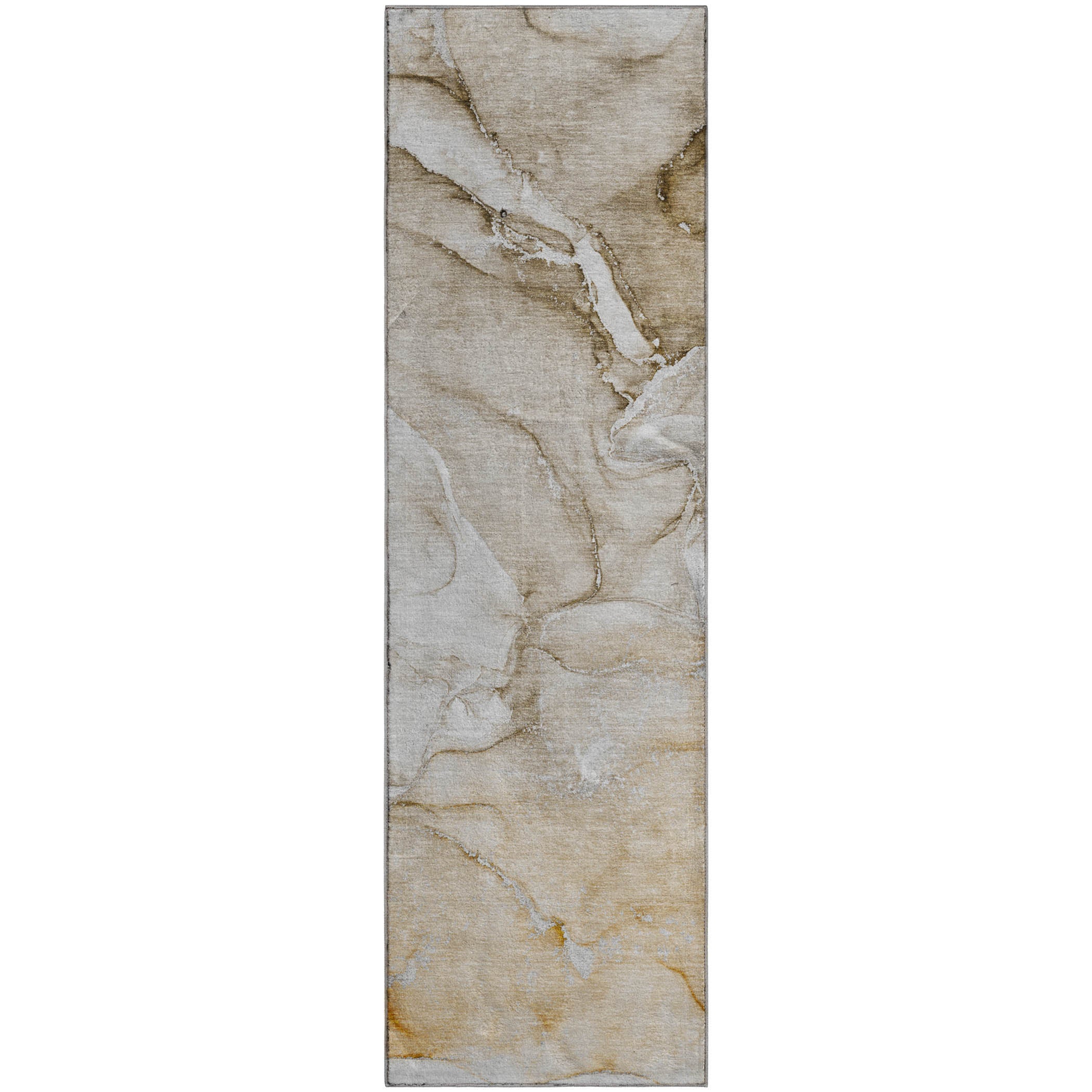 Porto Machine Washable Transitional Brown Rug 2'3" x 7'6" #shape_Runner