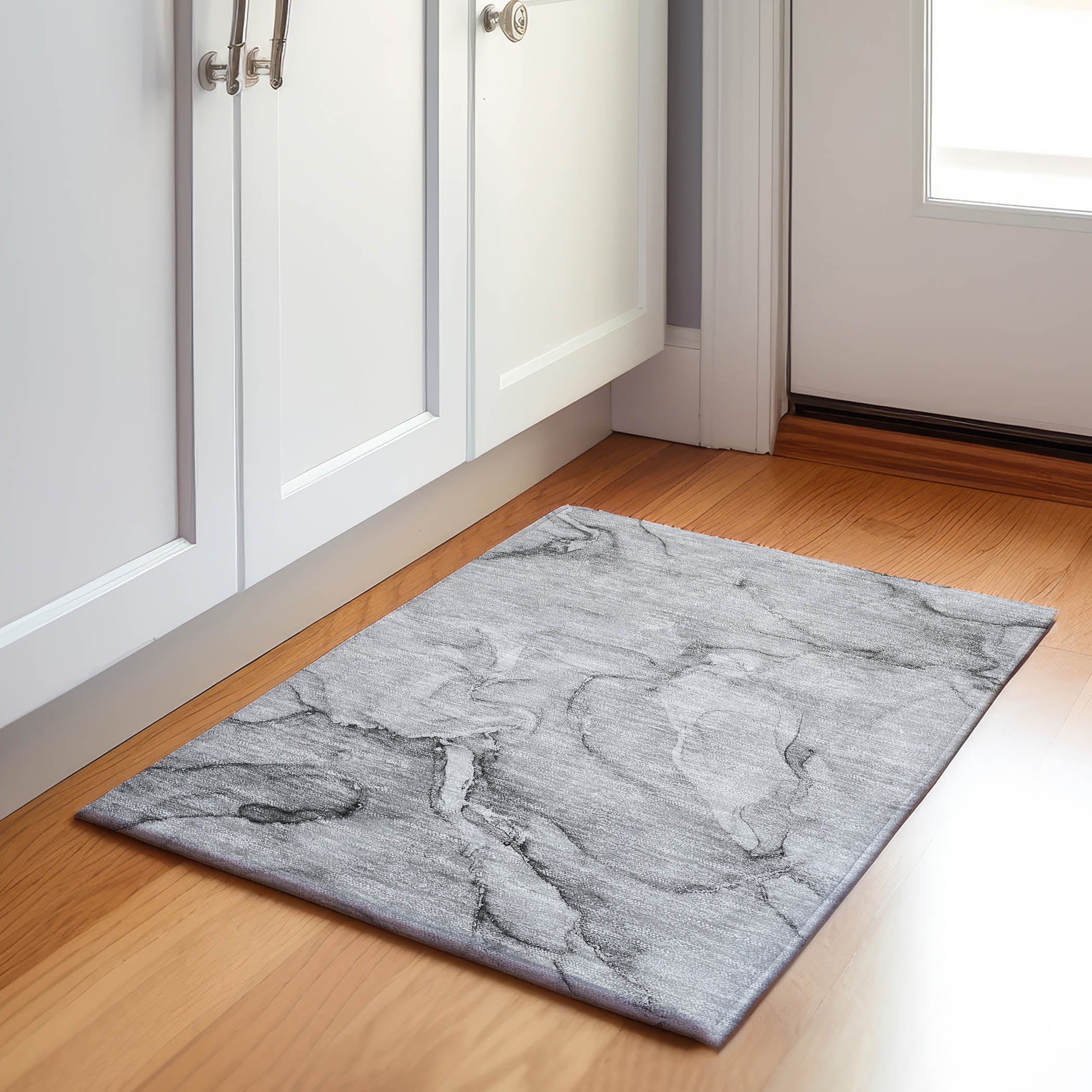 Porto Machine Washable Transitional Gray Rug 1'8" x 2'6" #shape_Rectangle