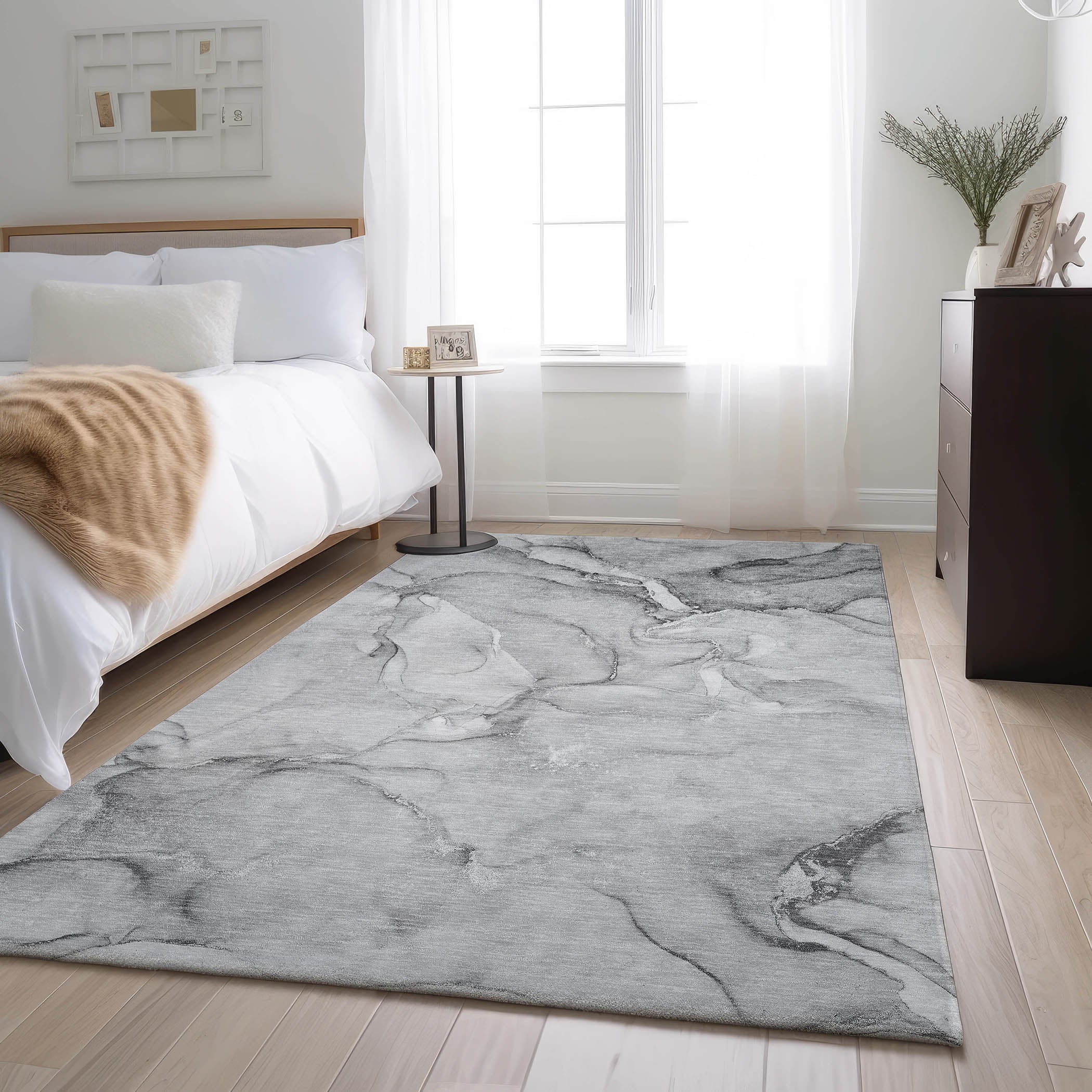 Porto Machine Washable Transitional Gray Rug 2'6" x 3'10" #shape_Rectangle