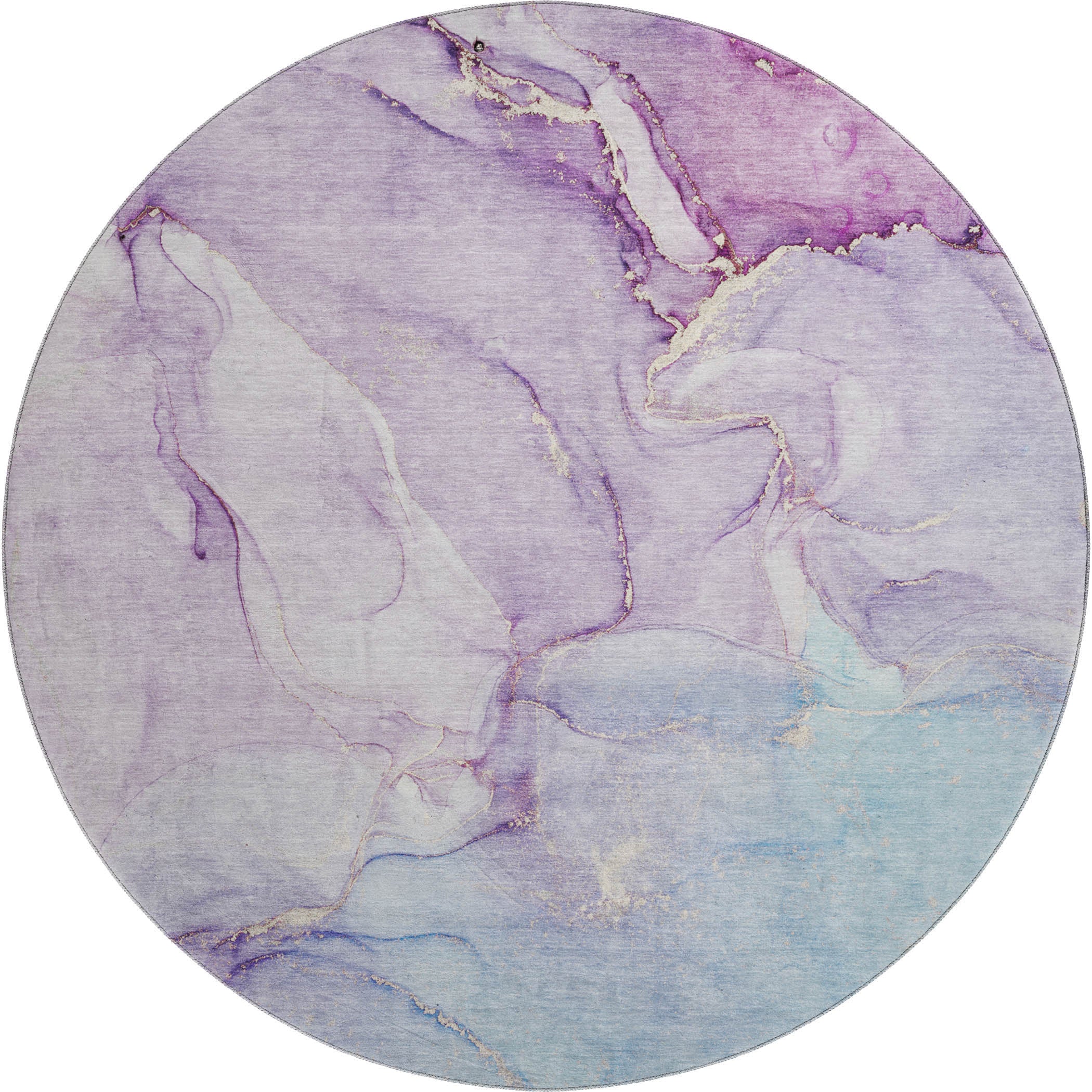 Porto Machine Washable Transitional Purple Rug 8' x 8' #shape_Round