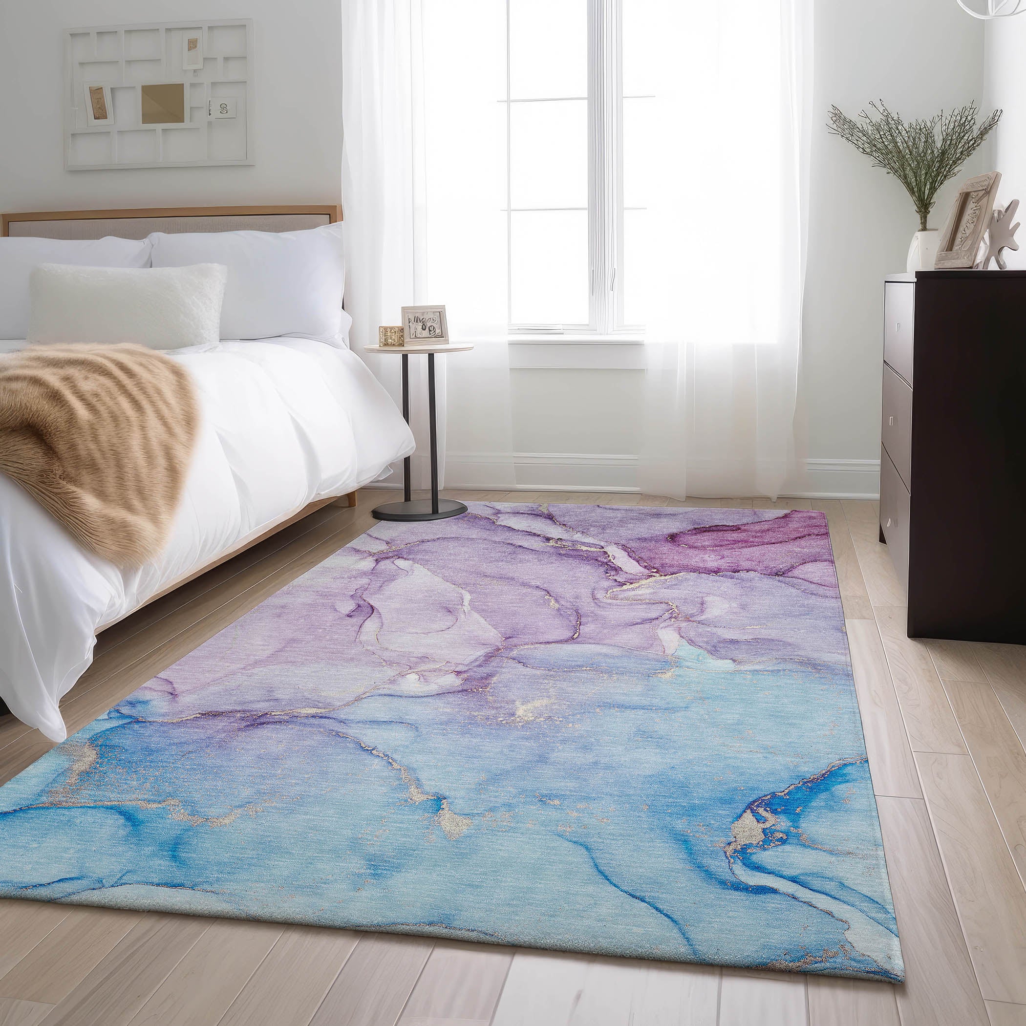 Porto Machine Washable Transitional Purple Rug 2'6" x 3'10" #shape_Rectangle