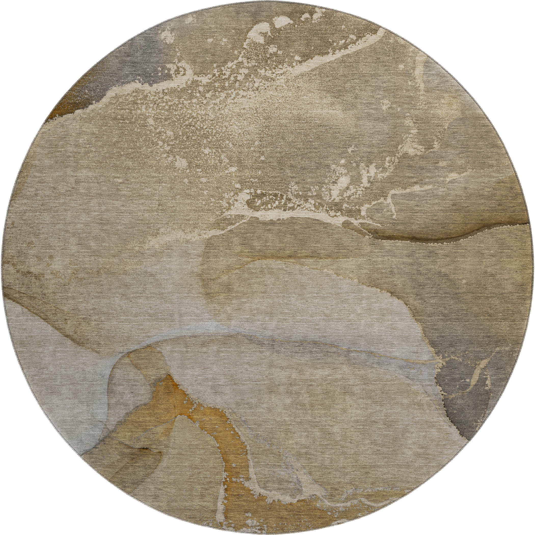 Bruges Machine Washable Transitional Brown Rug 8' x 8' #shape_Round