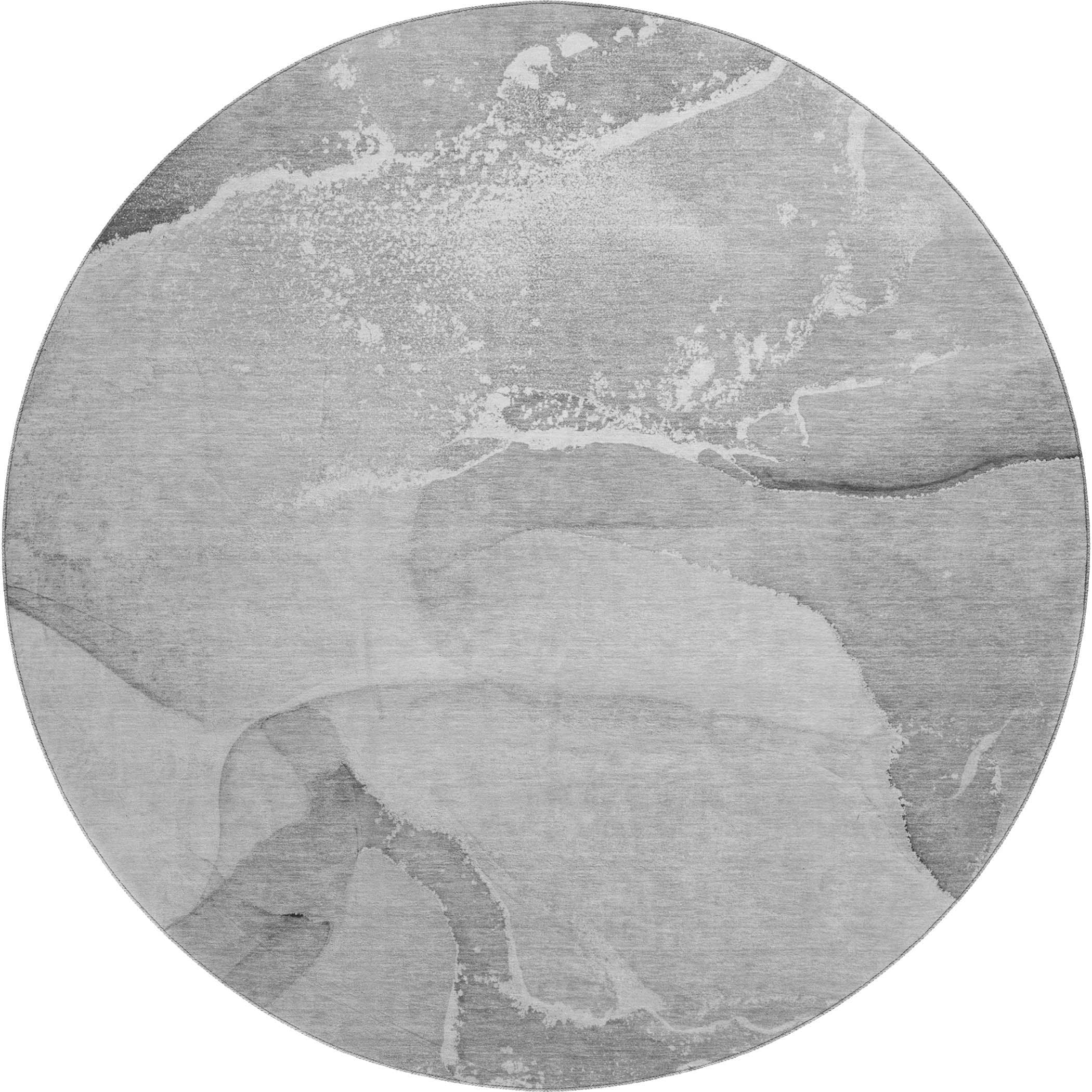 Bruges Machine Washable Transitional Gray Rug 8' x 8' #shape_Round