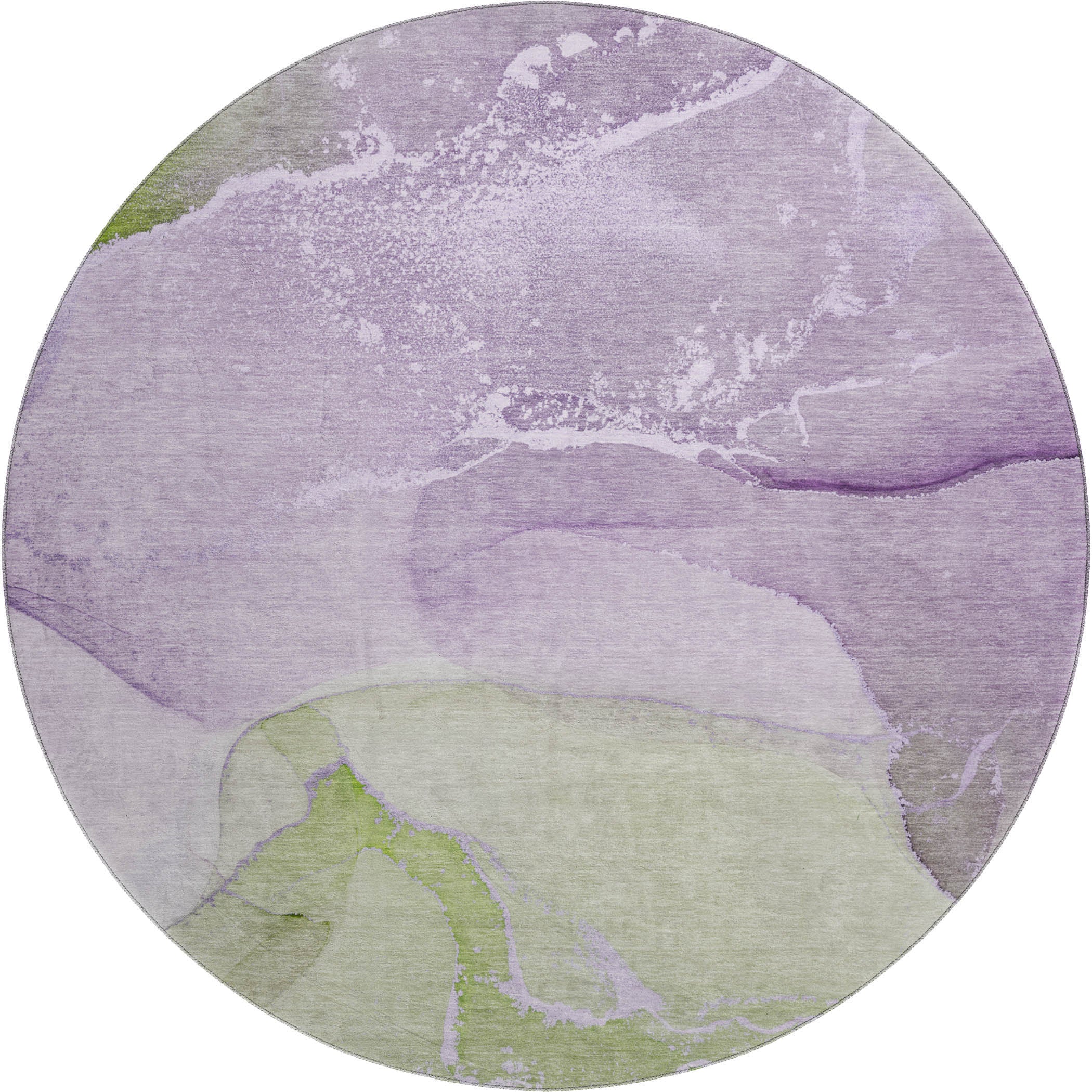 Bruges Machine Washable Transitional Purple Rug 8' x 8' #shape_Round