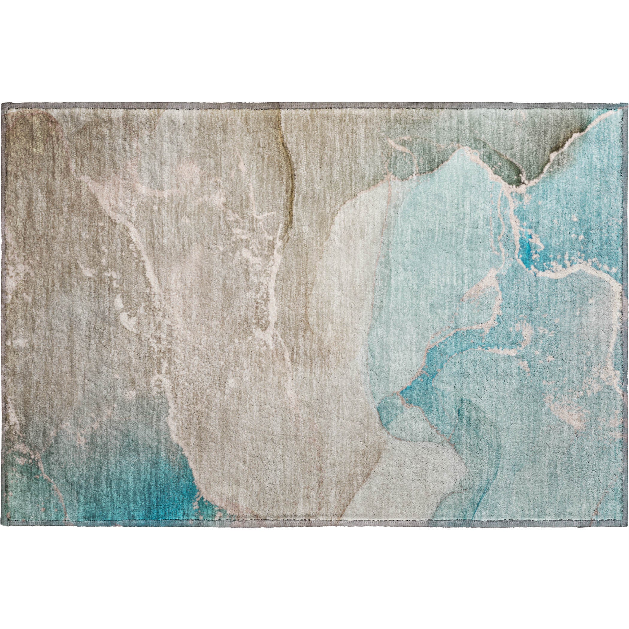 Bruges Machine Washable Transitional Teal Rug 1'8" x 2'6" #shape_Rectangle