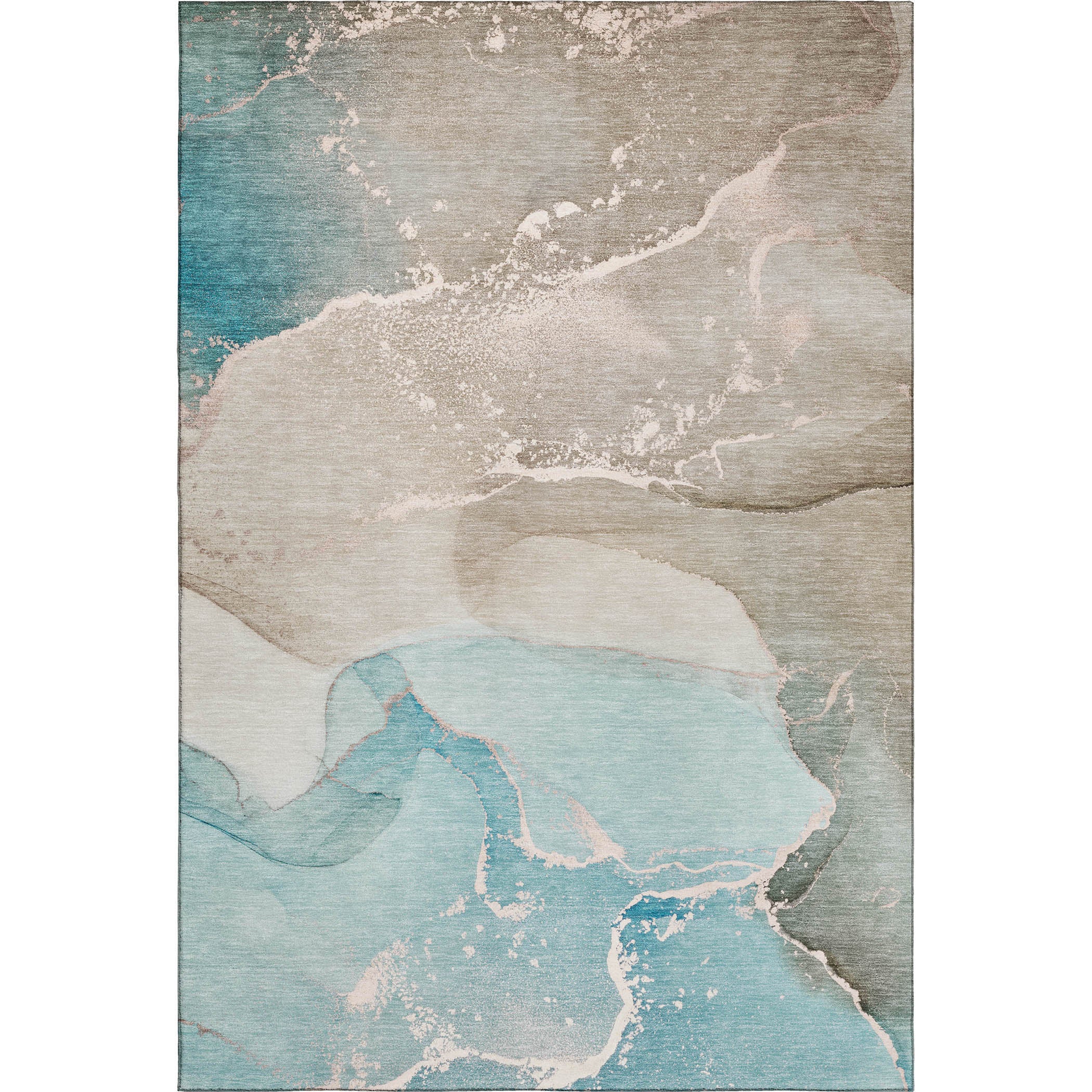 Bruges Machine Washable Transitional Teal Rug 2'6" x 3'10" #shape_Rectangle