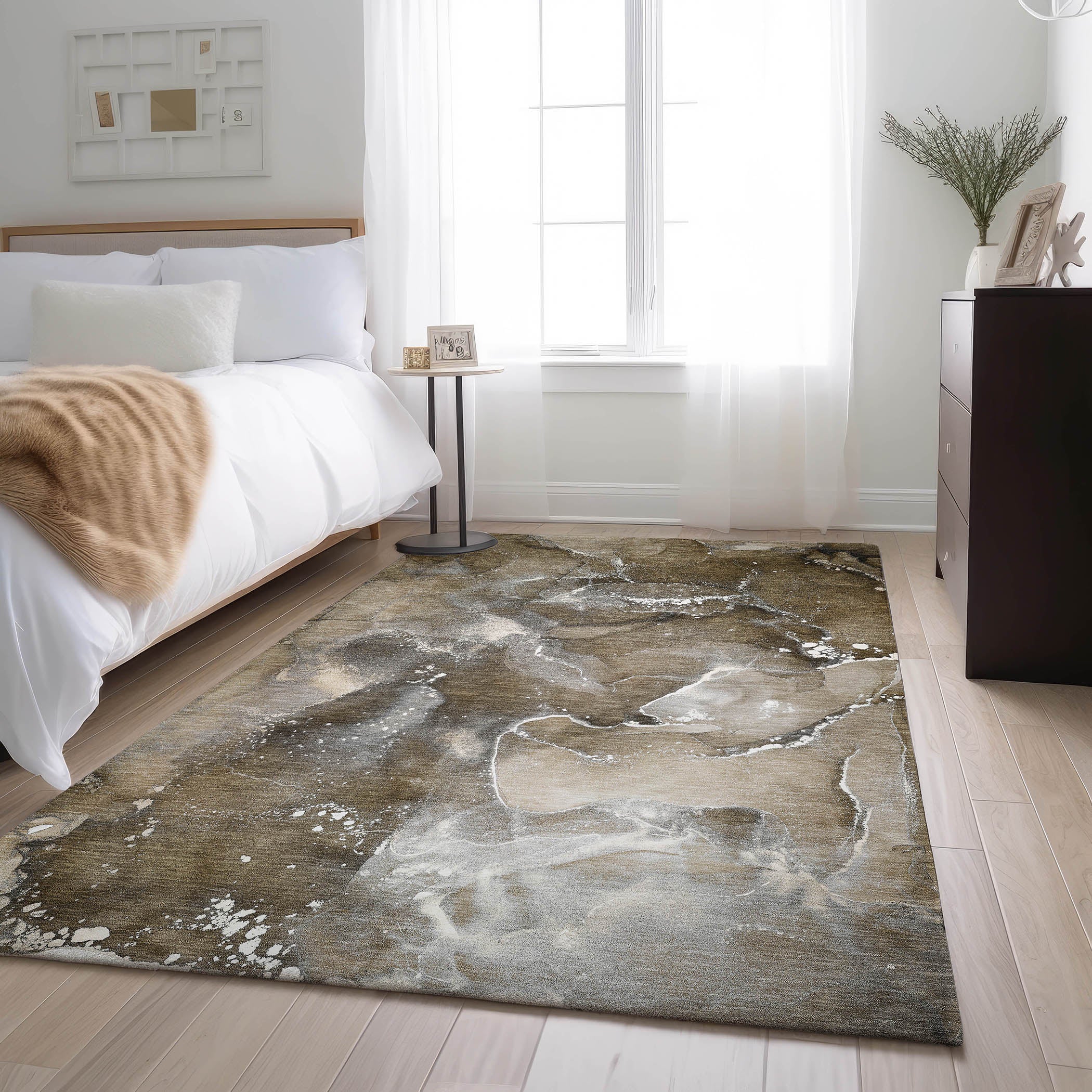 Vienna Machine Washable Transitional Brown Rug 2'6" x 3'10" #shape_Rectangle