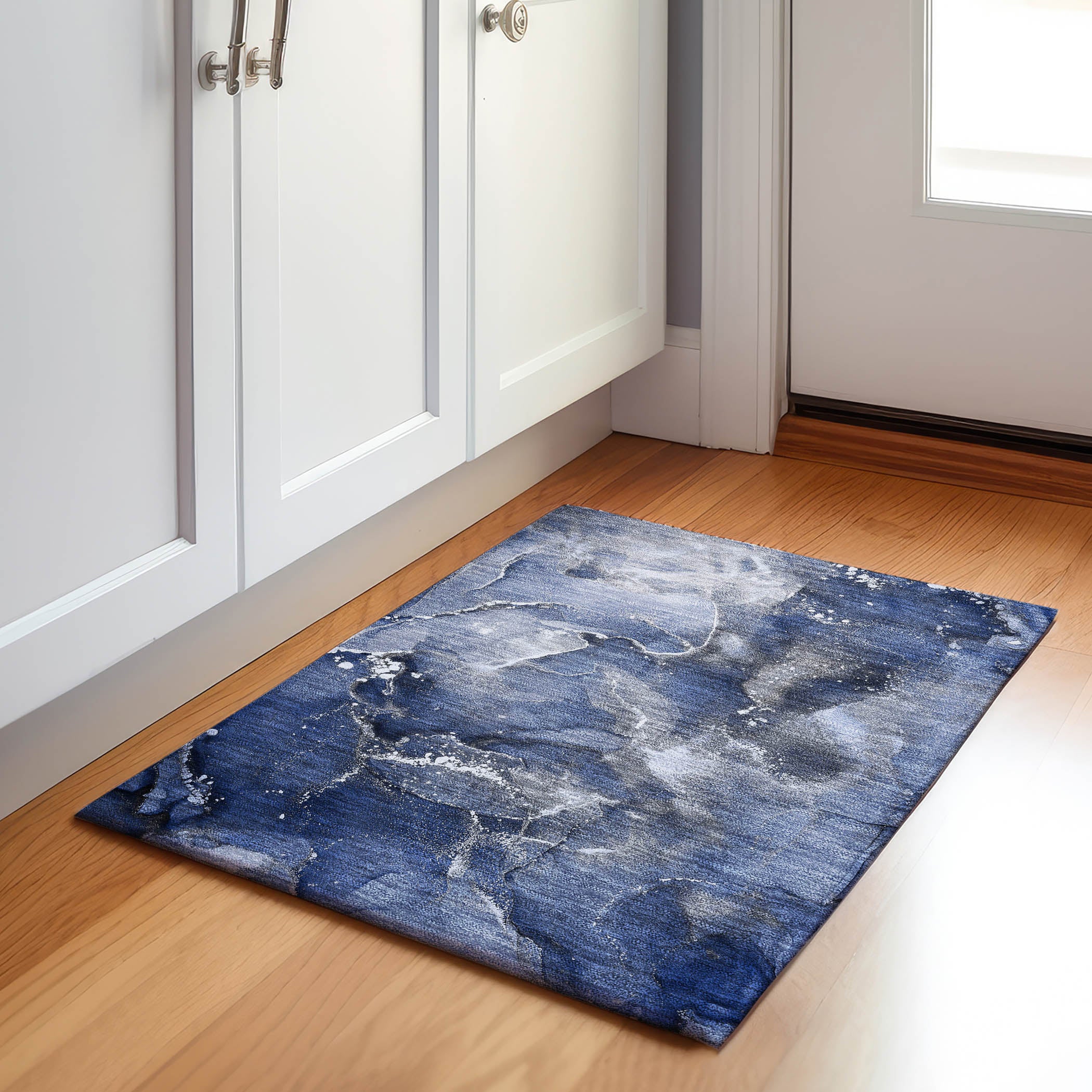 Vienna Machine Washable Transitional Navy Blue Rug 1'8" x 2'6" #shape_Rectangle