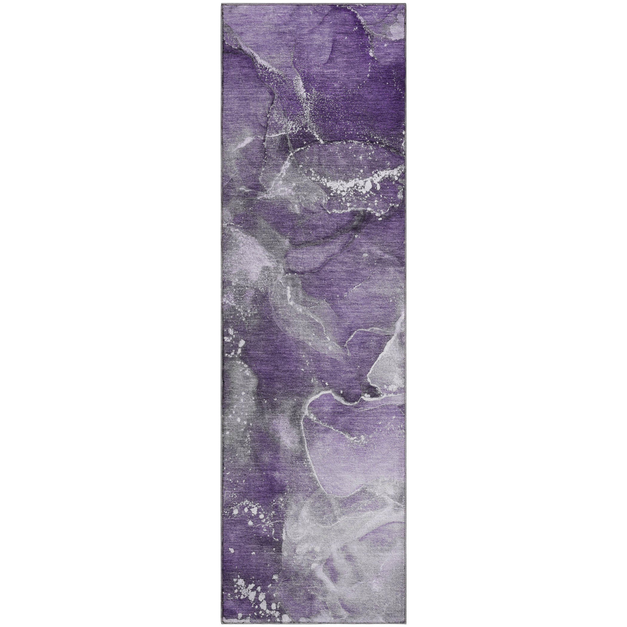 Vienna Machine Washable Transitional Purple Rug 2'3" x 7'6" #shape_Runner