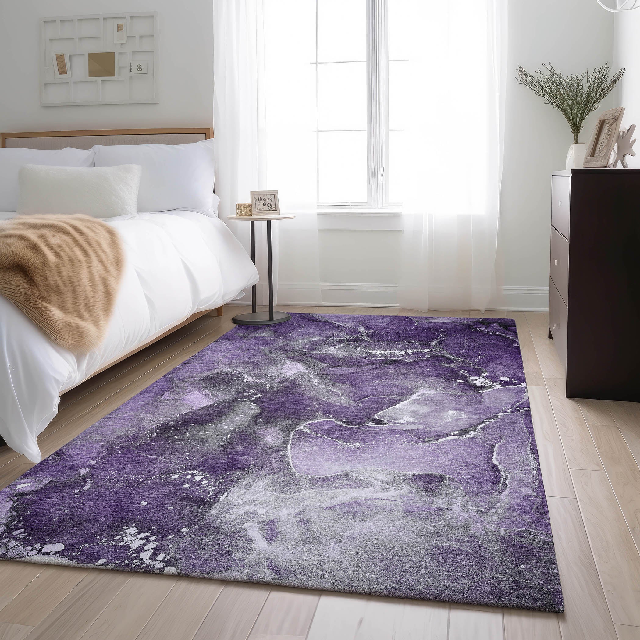 Vienna Machine Washable Transitional Purple Rug 2'6" x 3'10" #shape_Rectangle