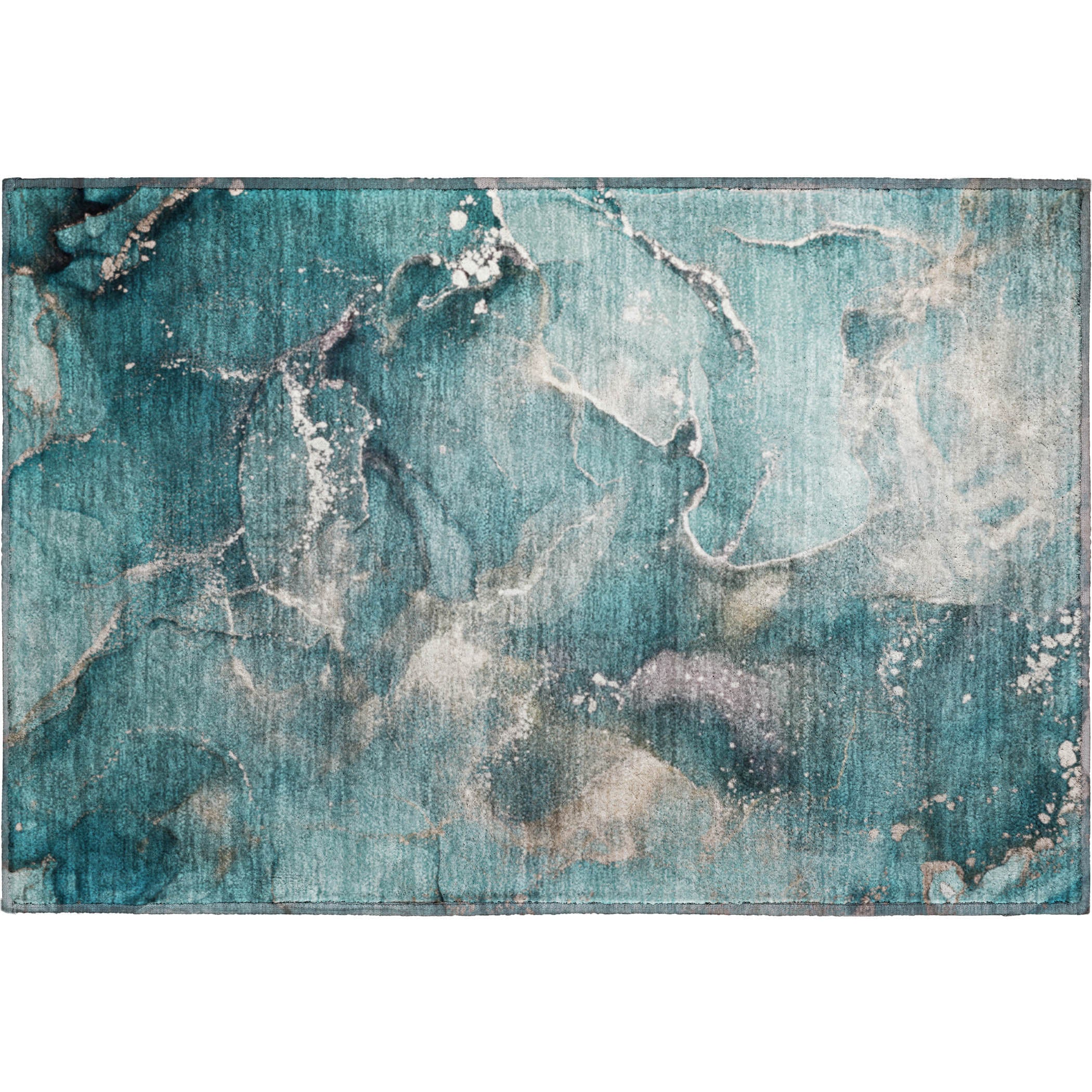 Vienna Machine Washable Transitional Teal Rug 1'8" x 2'6" #shape_Rectangle