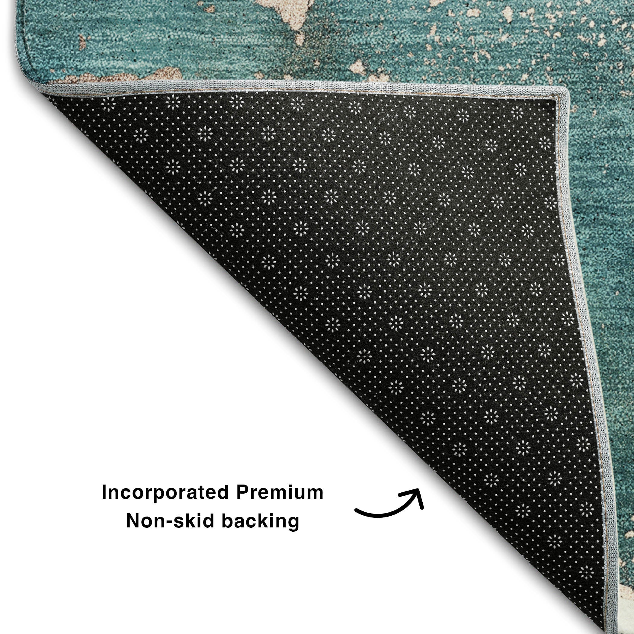 Vienna Machine Washable Transitional Teal Rug 1'8" x 2'6" #shape_Rectangle