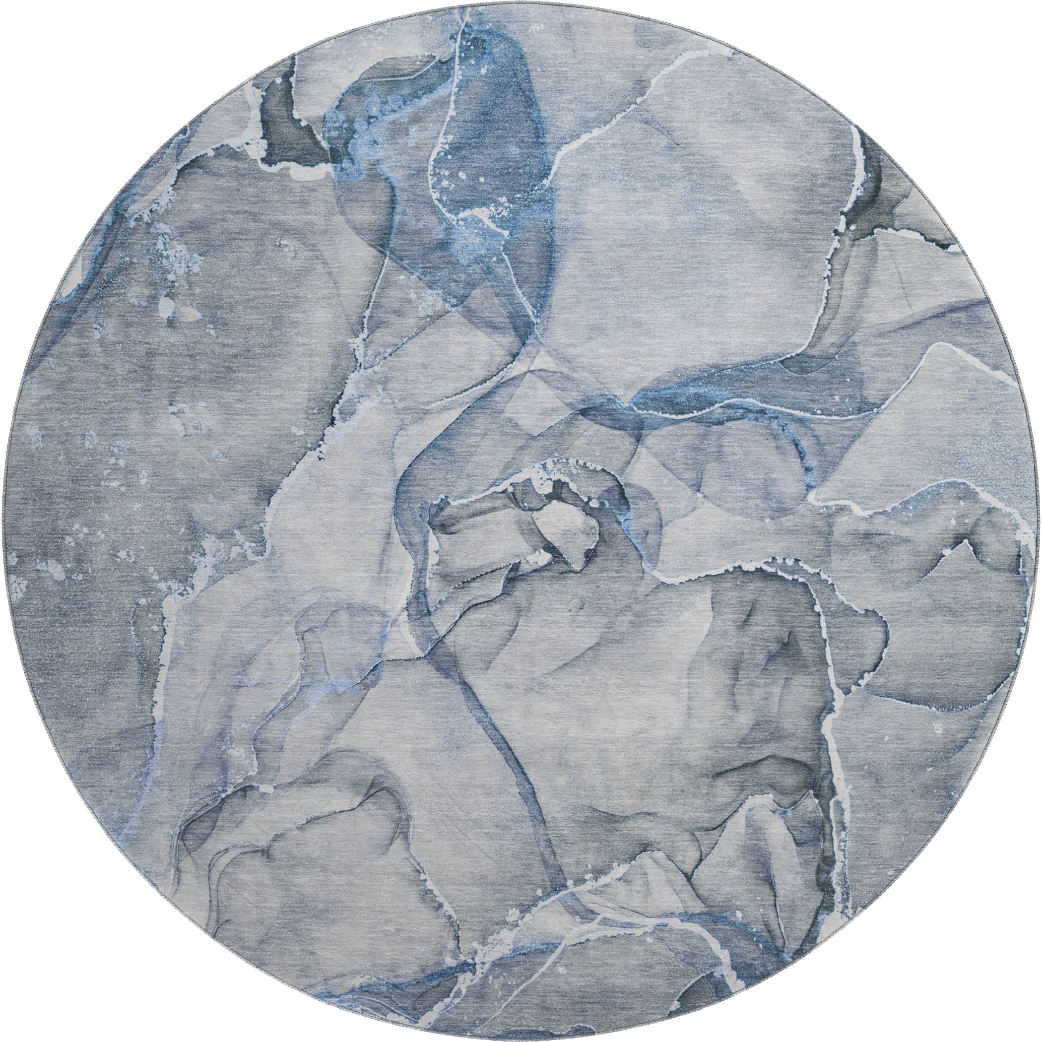 Sintra Machine Washable Transitional Blue Rug 8' x 8' #shape_Round