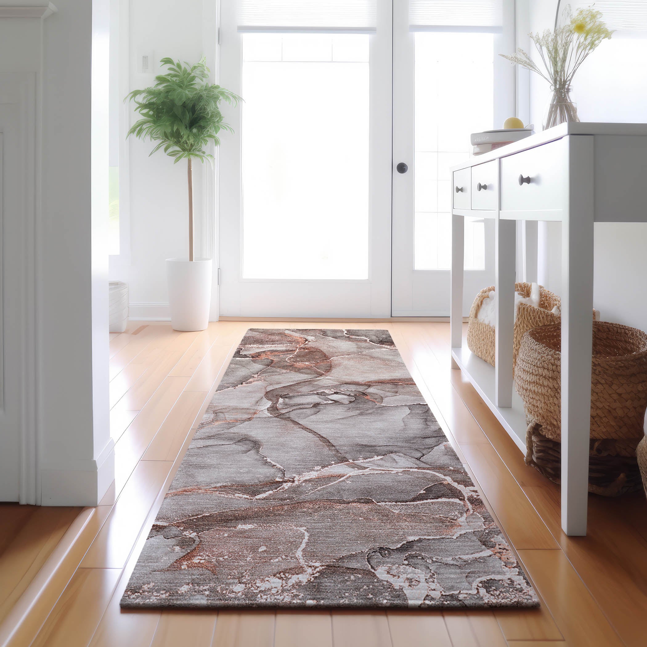 Sintra Machine Washable Transitional Gray Rug 2'3" x 7'6" #shape_Runner