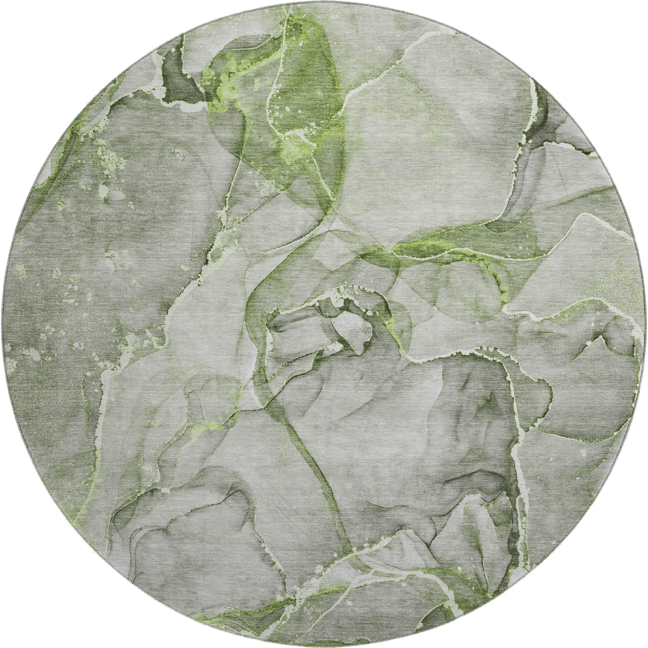 Sintra Machine Washable Transitional Green Rug 8' x 8' #shape_Round