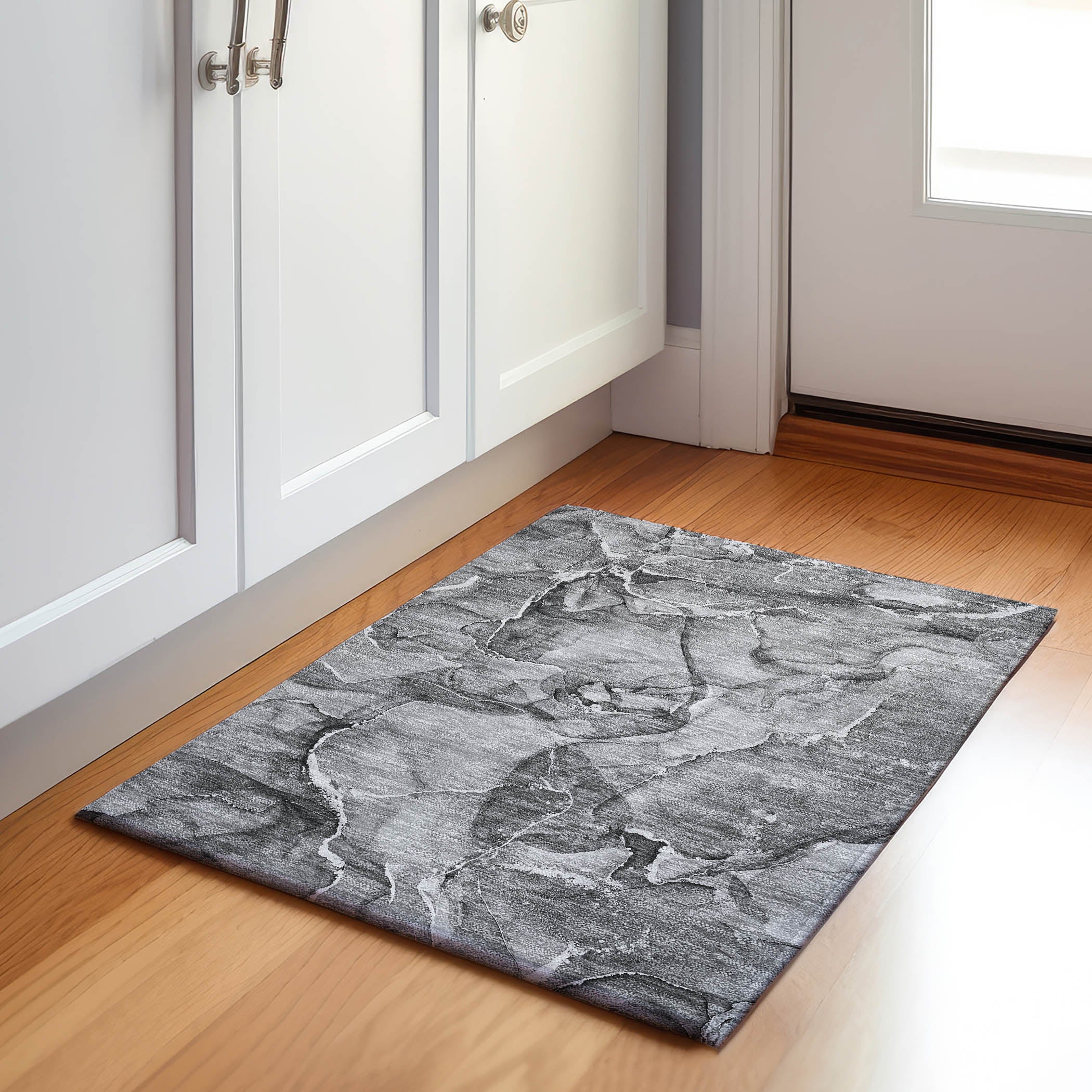 Sintra Machine Washable Transitional Pewter Gray Rug 1'8" x 2'6" #shape_Rectangle