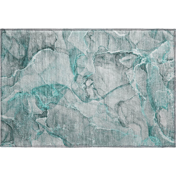Sintra Machine Washable Transitional Teal Rug 1'8" x 2'6"