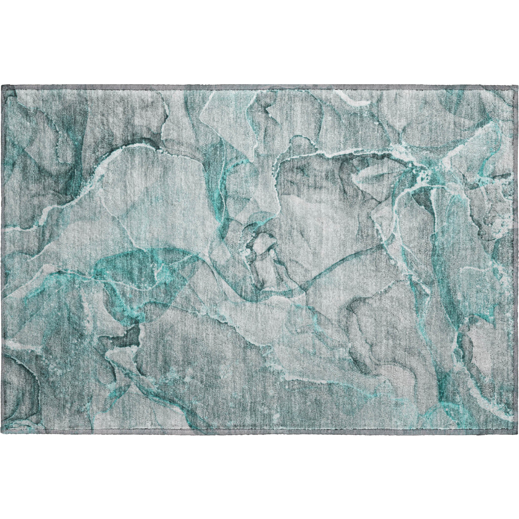 Sintra Machine Washable Transitional Teal Rug 1'8" x 2'6" #shape_Rectangle