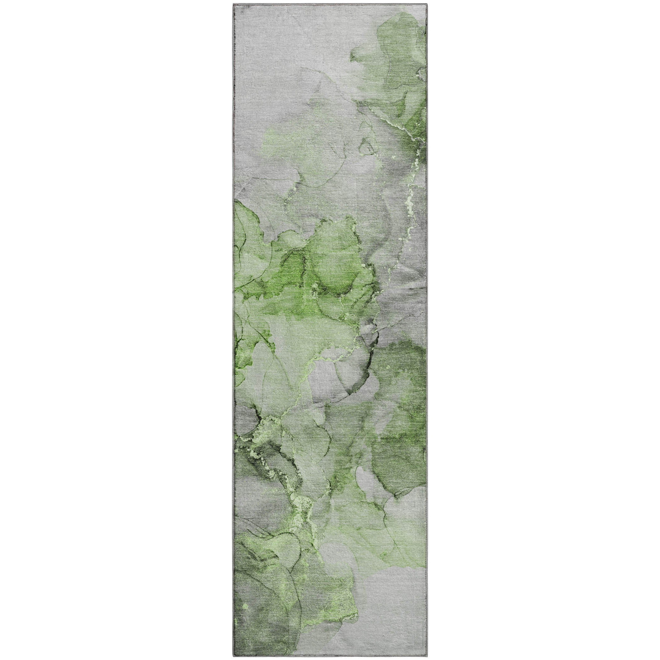 Marrakech Machine Washable Transitional Green Rug 2'3" x 7'6" #shape_Runner