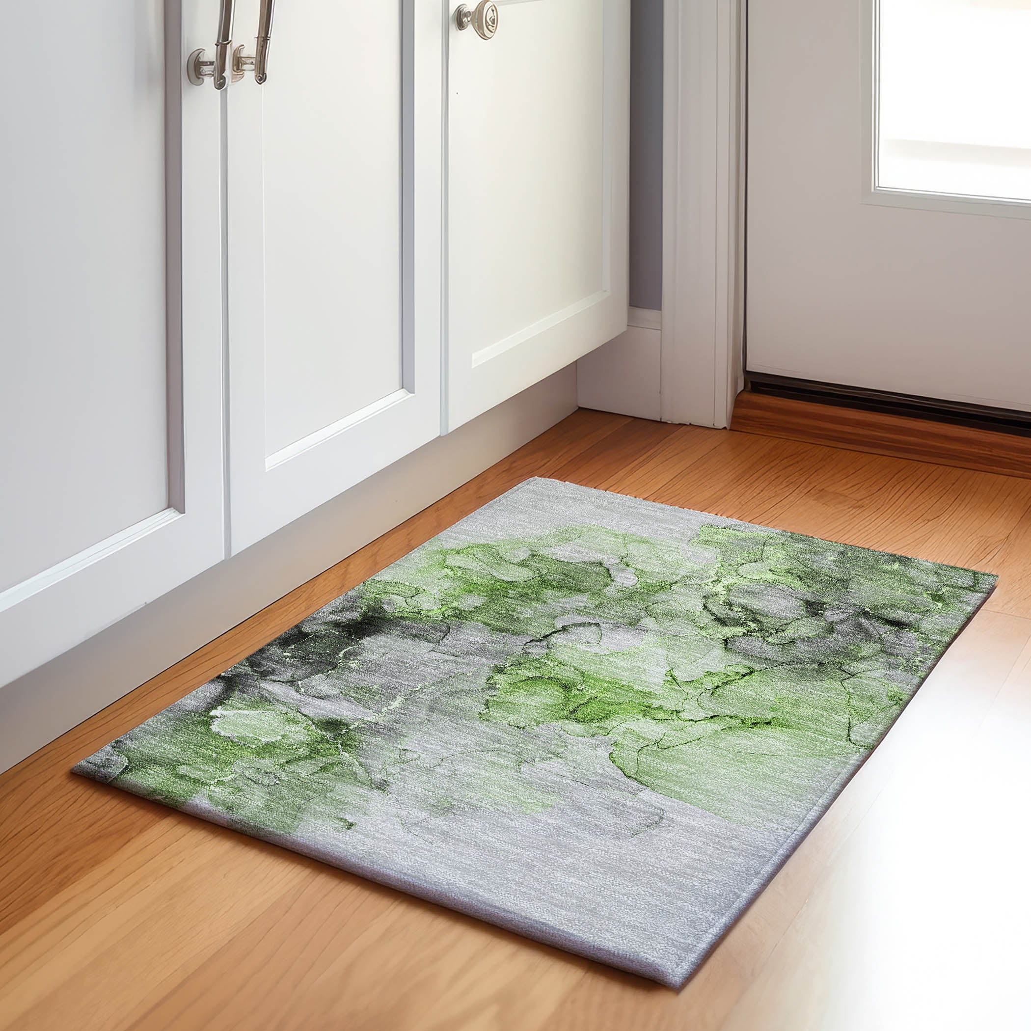 Marrakech Machine Washable Transitional Green Rug 1'8" x 2'6" #shape_Rectangle